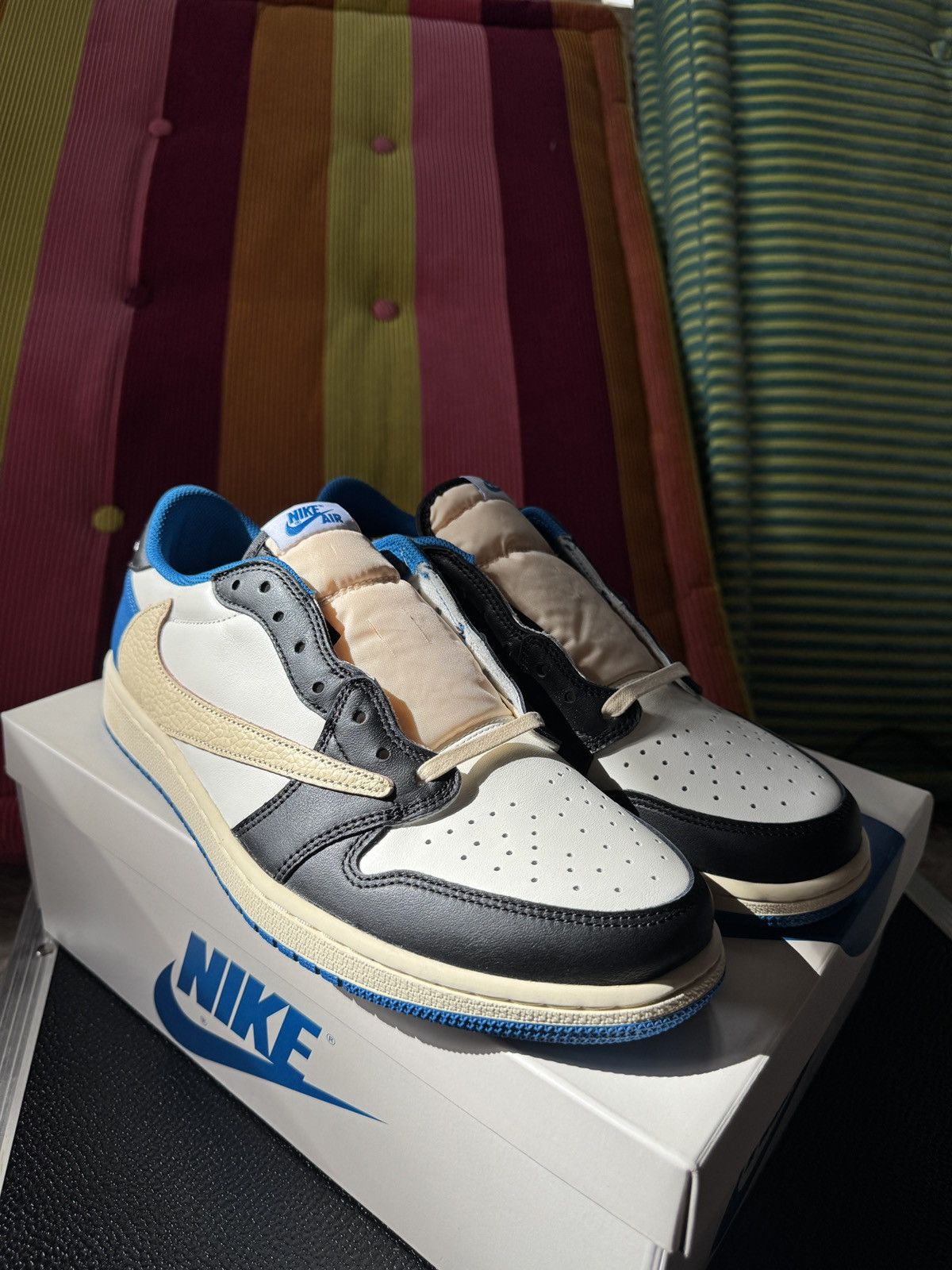Fragment Design × Nike Travis Scott x Fragment x Air Jordan 1 Low OG SP Size US 11.5 / EU 44-45 - 2 Thumbnail