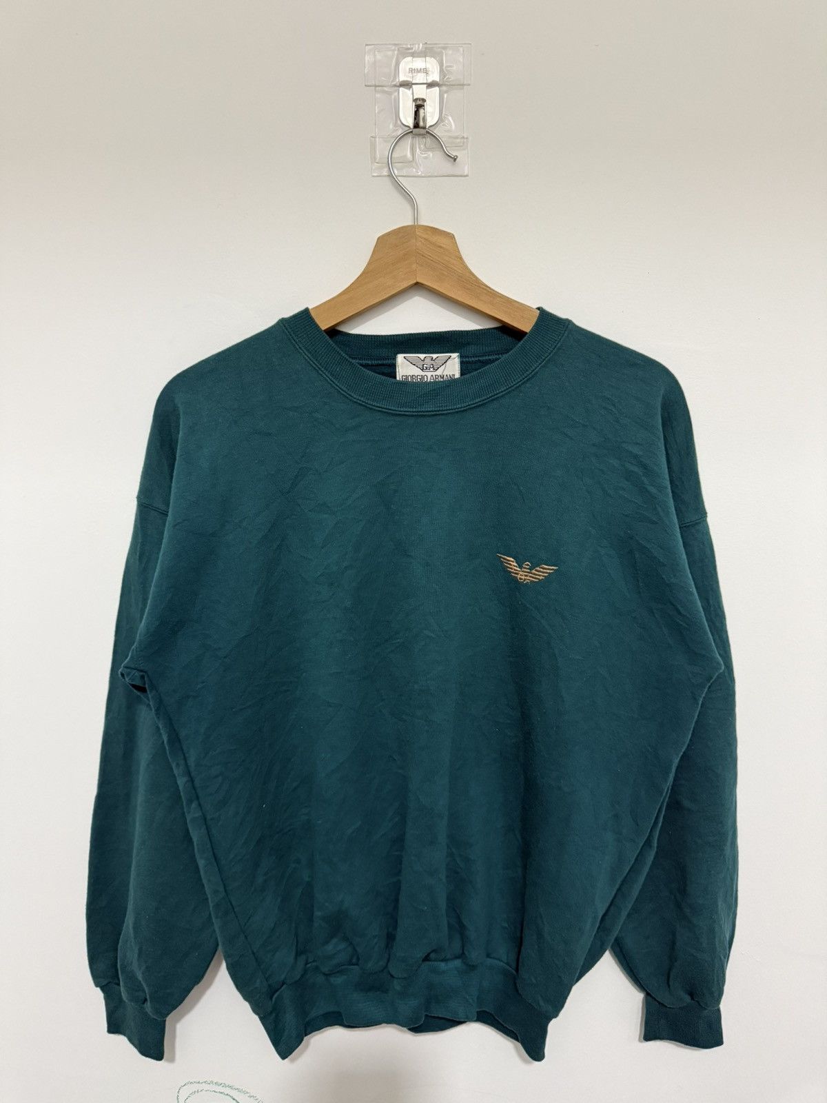Giorgio Armani Vintage Georgio Armani Turquoise Big Logo Sweatshirt Size US L / EU 52-54 / 3 - 1 Thumbnail