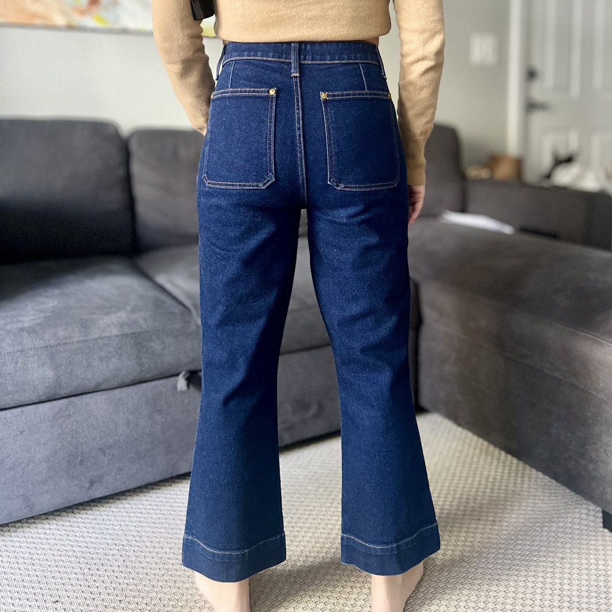 KHAITE KHAITE Raquel Patch Pocket Crop Flare Jeans Size 31" - 3 Thumbnail