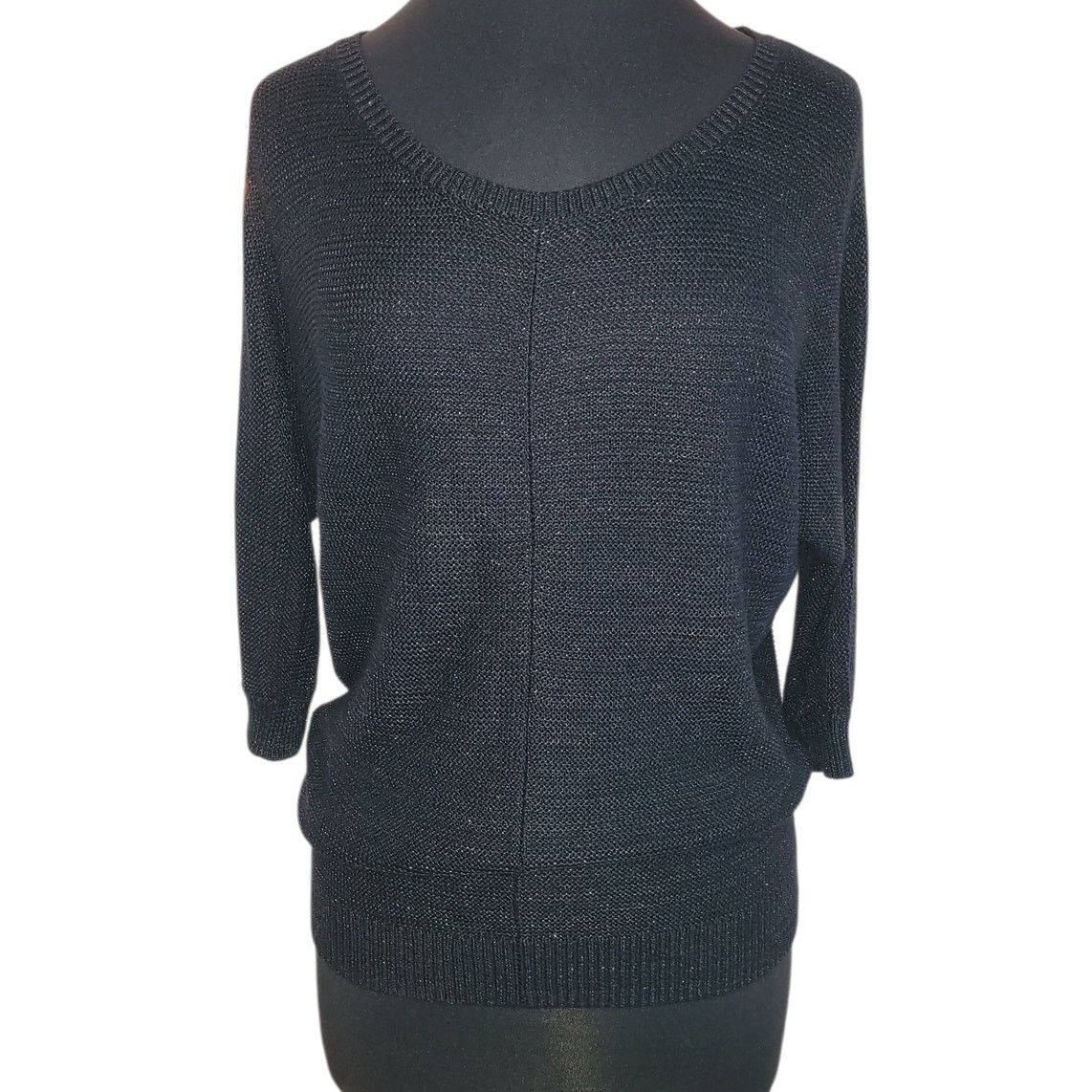 Vintage Iris Singer Black Metallic Dolman Sweater Small Retro Goth Size S / US 4 / IT 40 - 2 Thumbnail