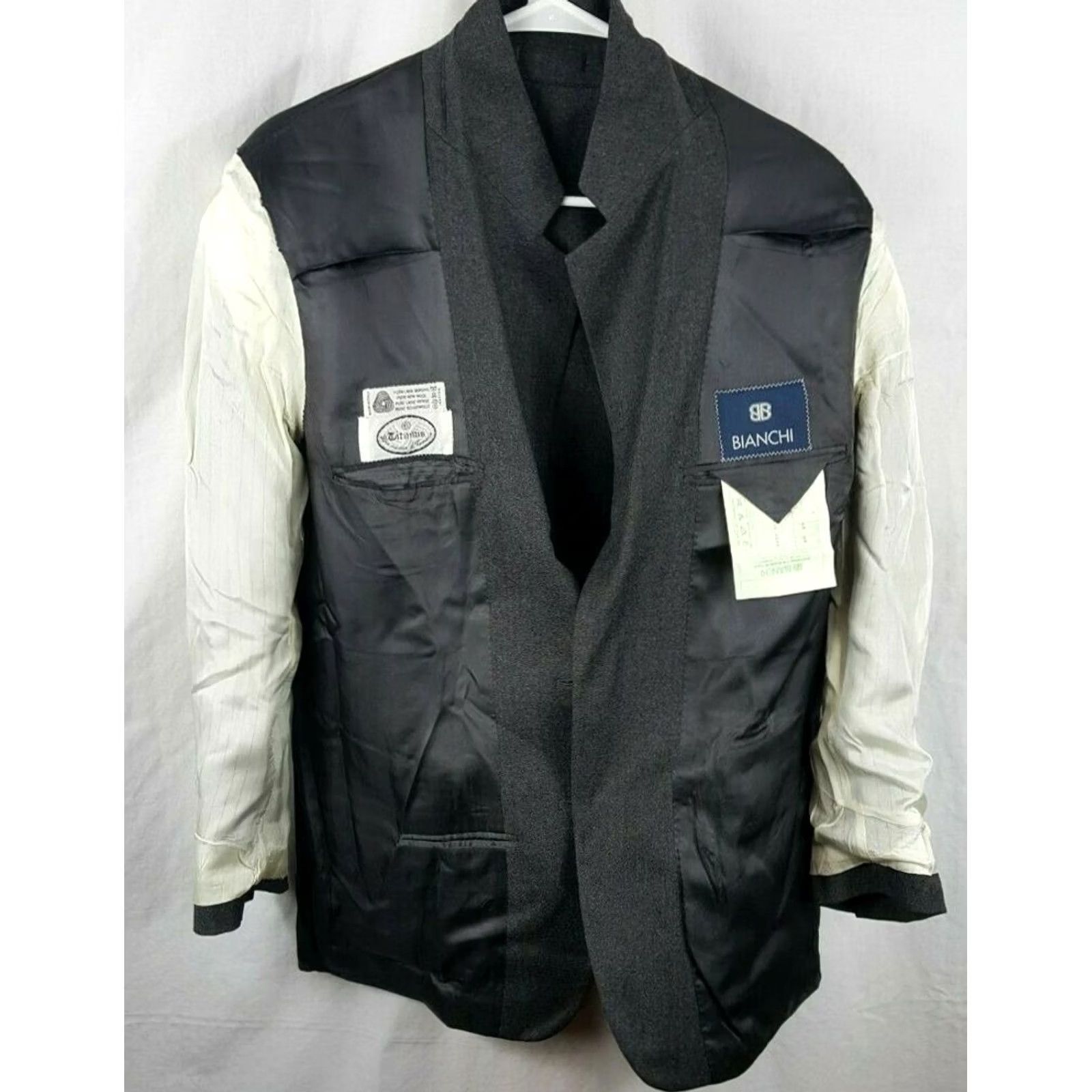 Vintage Bianchi Blazer Jacket Coat 48 Gray Tasmanian Wool Italy 2 Buttons Titanus Condor Size 48R - 6 Thumbnail