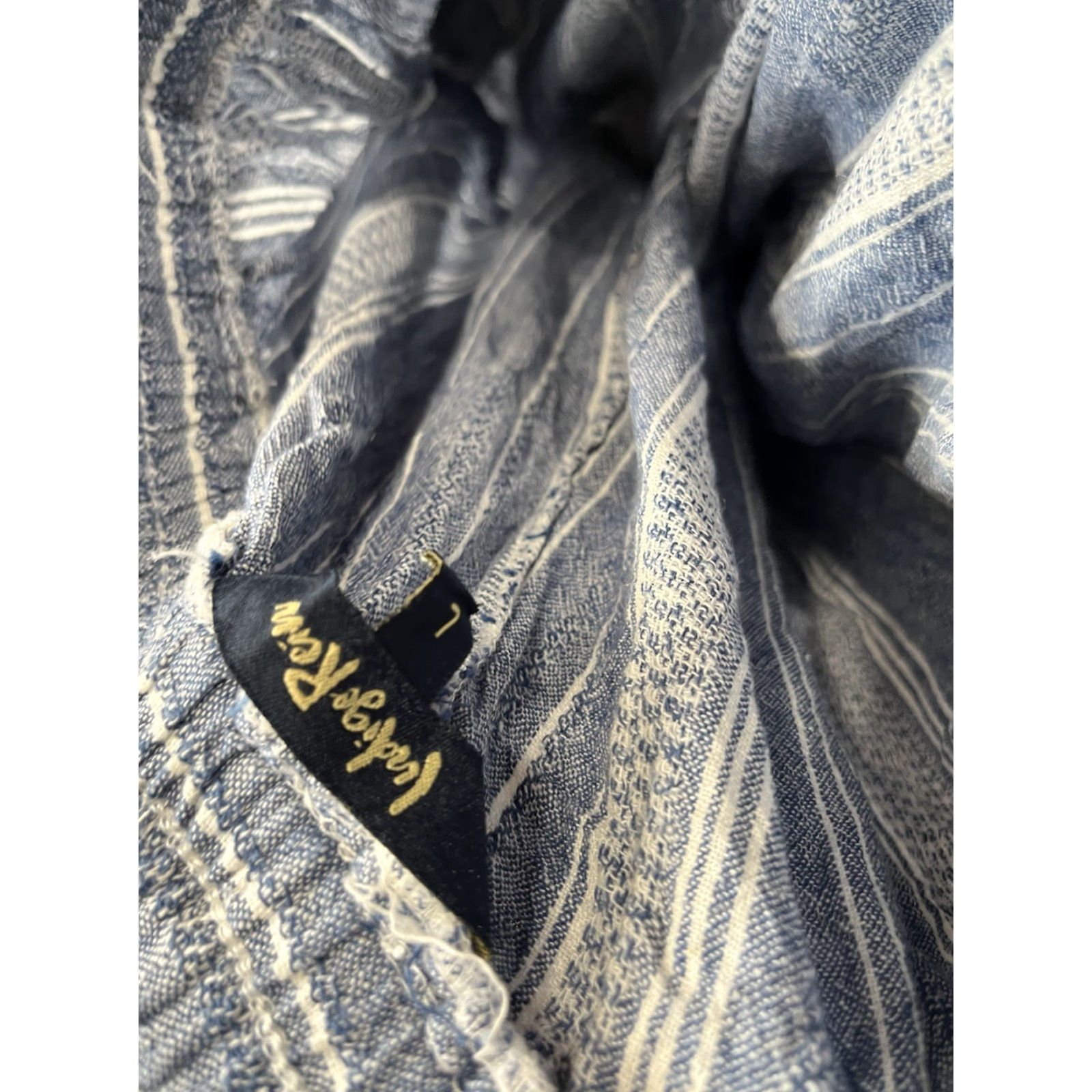 Vintage Indigo Rein High Rise Linen Blend Striped Joggers Blue White Juniors L Pants Women Casual Size 36" / US 14 / IT 50 - 5 Thumbnail