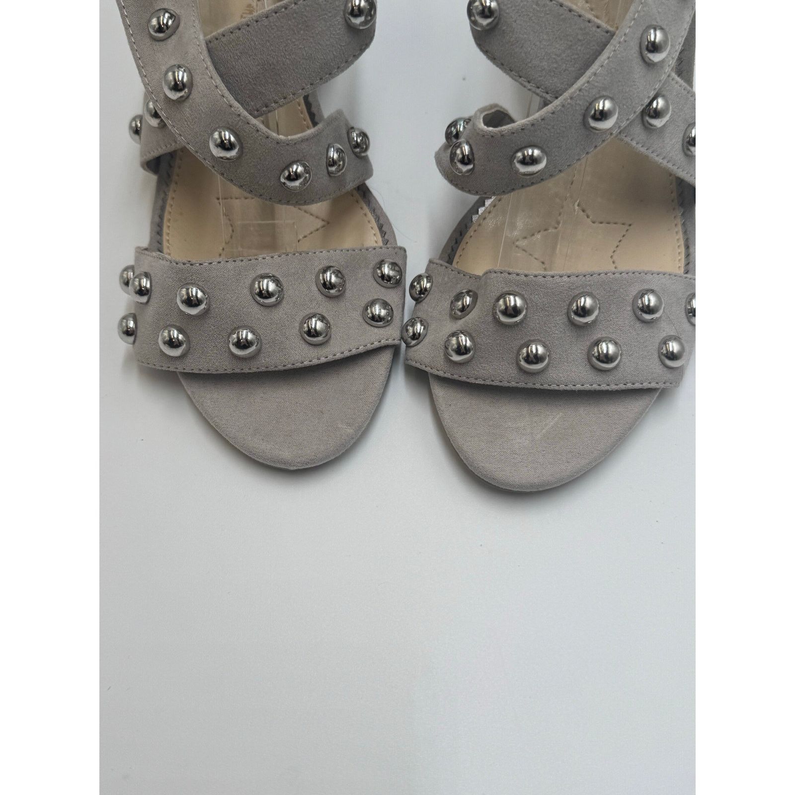 Sam Edelman Circus by Sam Edelman Gray Ankle Strap Studded Heels Size 8 Size US 8 / IT 38 - 7 Thumbnail