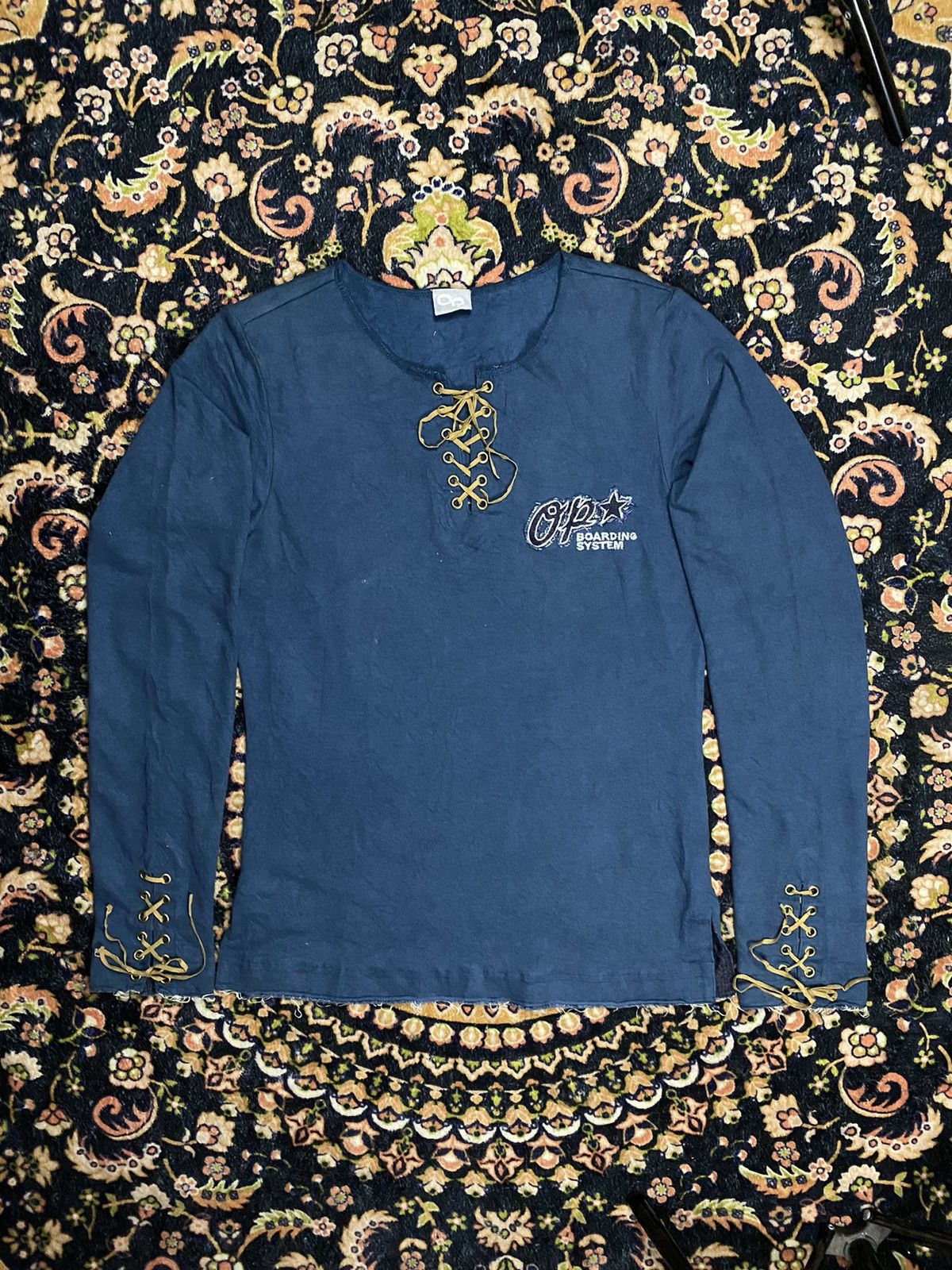 If Six Was Nine × Japanese Brand × Le Grande Bleu (L.G.B.) Lace Up Double Disteressed Longsleeve T shirt Size US M / EU 48-50 / 2 - 1 Thumbnail