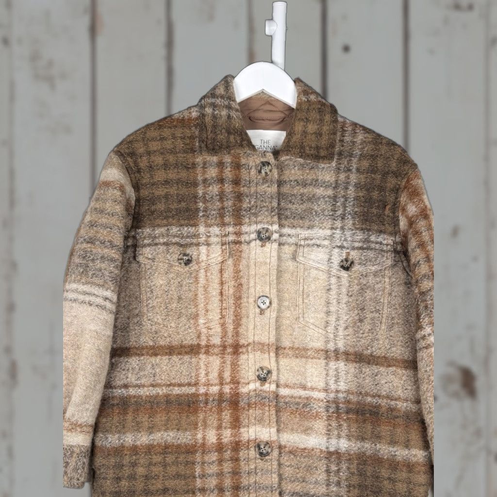Wilfred Free The Ganna Womens Wool Plaid Shacket Jacket XS Oversized