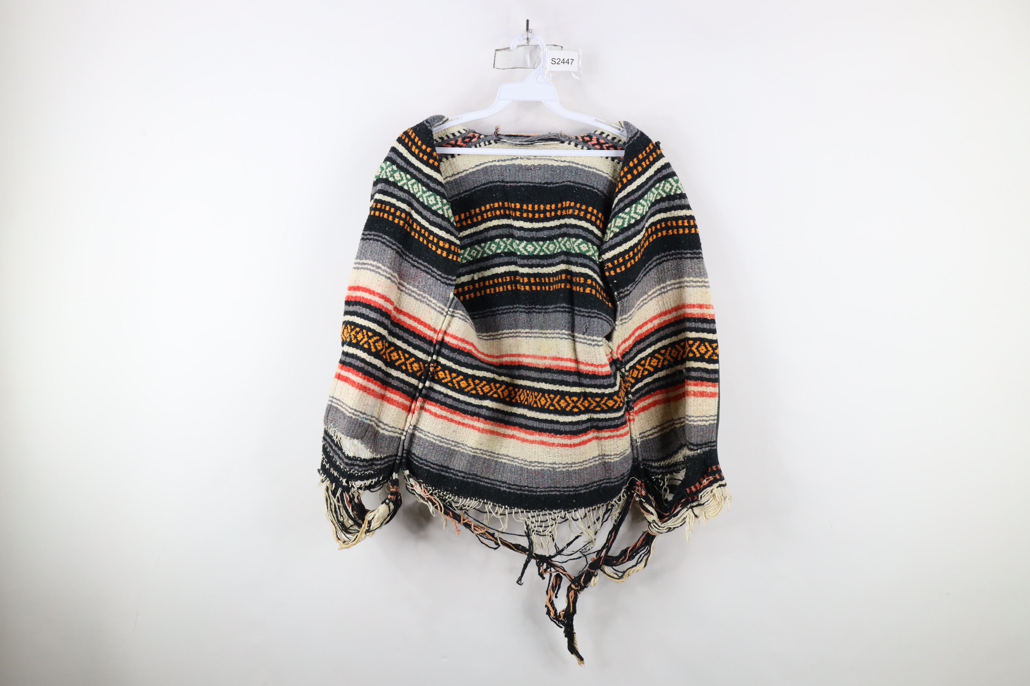 Vintage Vintage 70s Boho Chic Wool Blanket Fringed Open Front Vest Size ONE SIZE - 11 Thumbnail