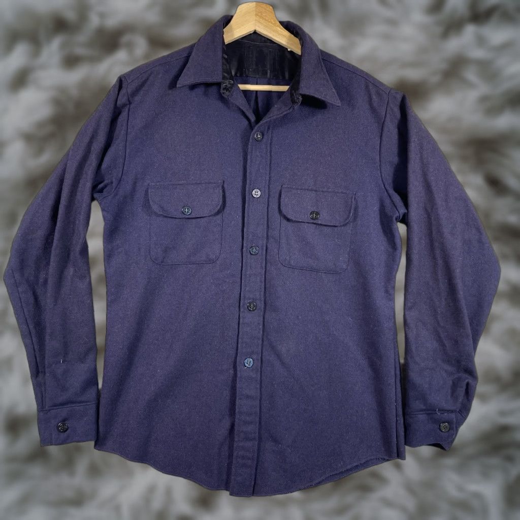Vintage VINTAGE Unbranded CPO Flannel Shirt Men’s Medium 15-15.5 Navy Blue Military 60's Wool 70's Button-Up 60s Wool Flannel Pockets Size US M / EU 48-50 / 2 - 1 Thumbnail
