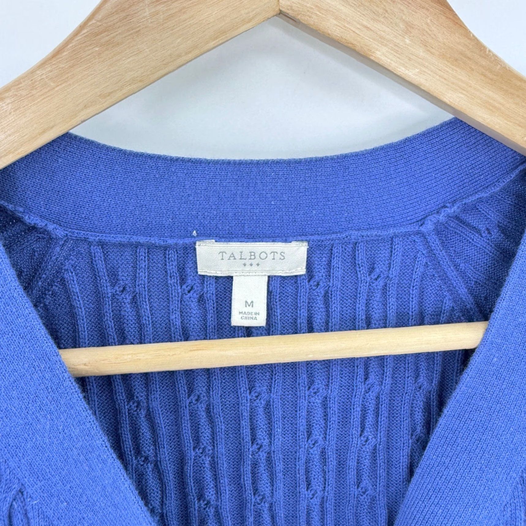 Talbots Talbots Cardigan Womens Blue Cable Knit V-Neck Button Front Sweater M Size M / US 6-8 / IT 42-44 - 3 Thumbnail