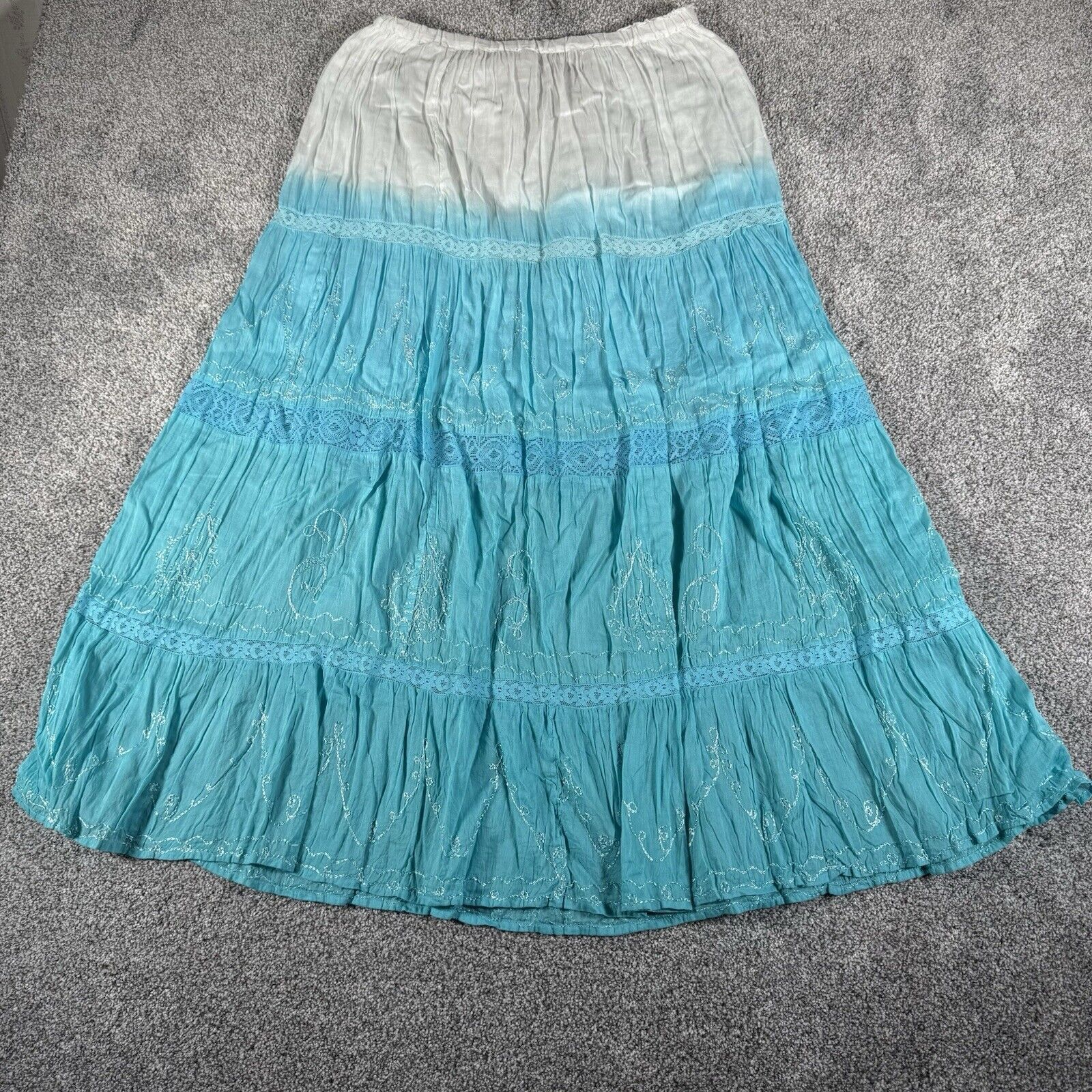 Other Tokyo Denim Bank Skirt Medium Boho Cottagecore Embroidered Size 29" - 2 Thumbnail