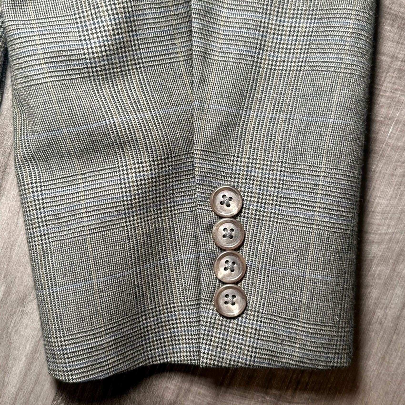 Vintage Samuelsohn Blazer Wool Glen Check Plaid 2 Piece - 42R Mens Regular Brown Blazer Sport Jacket Size 42R - 3 Thumbnail