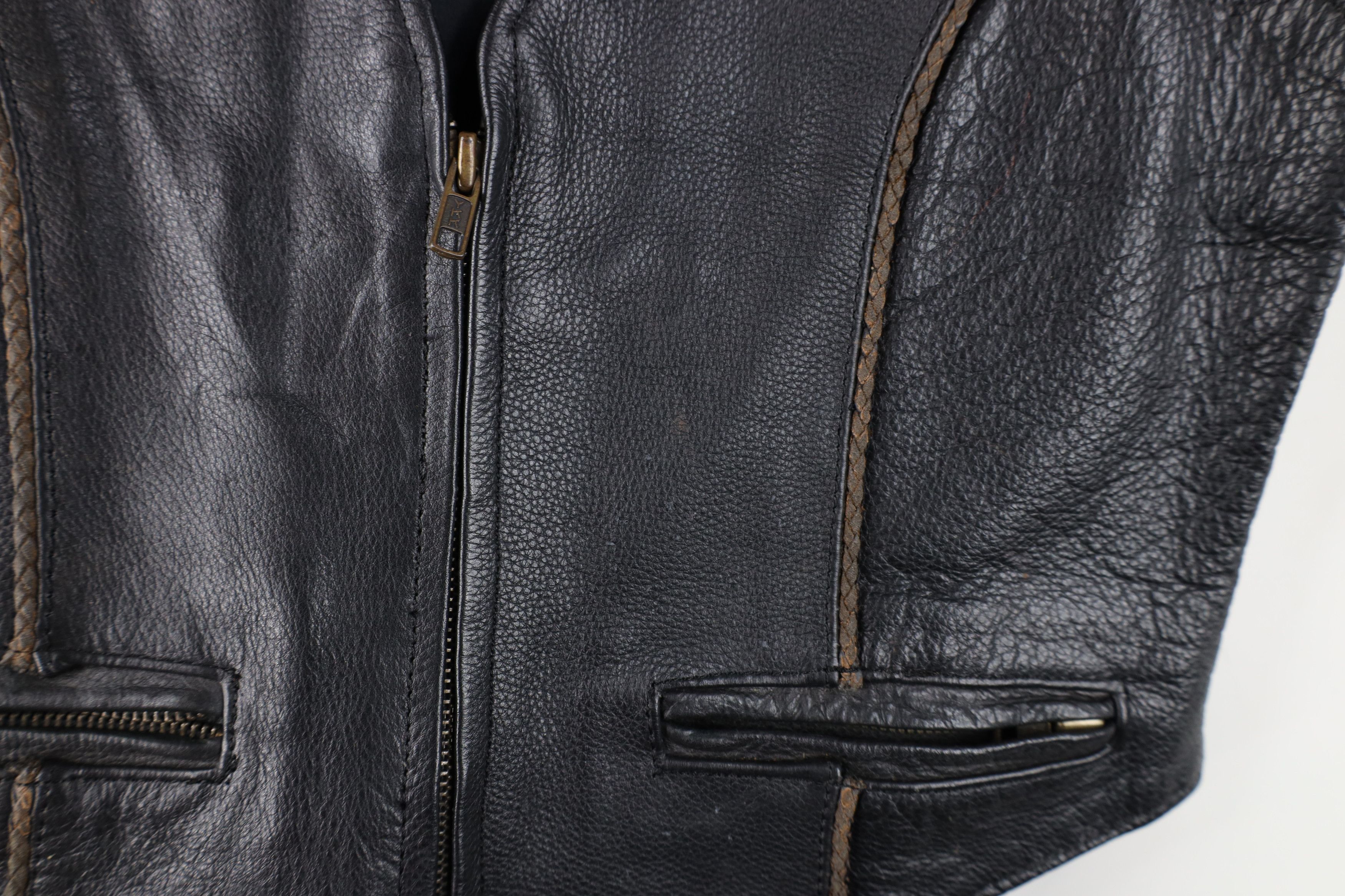 Vintage Vintage 90s Vance Leathers Braided Leather Motorcycle Vest Size S / US 4 / IT 40 - 4 Thumbnail