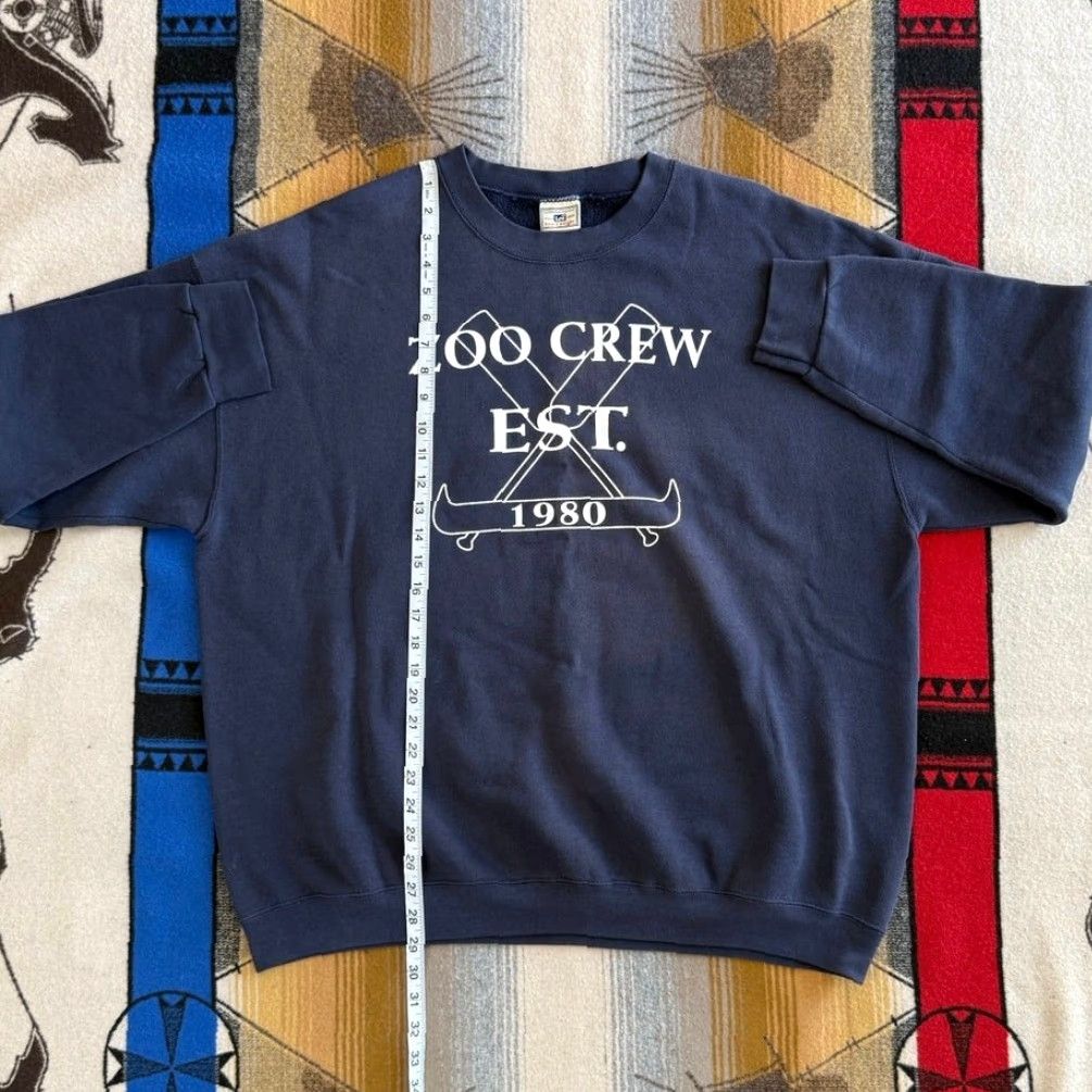 Lee VINTAGE Zoo Crew Canoeing Sweatshirt Lee 2XL Crew Neck Blue Men Sweatshirt 90s Outdoor Canoe Summer Boat Water Boys/Girls? Size US XXL / EU 58 / 5 - 7 Thumbnail
