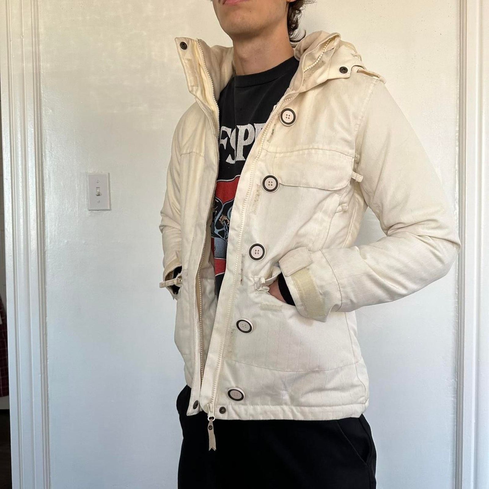 Vintage Vintage 00s Pinstripe Ski Snowboard Puffer Zip Winter Jacket Size S / US 4 / IT 40 - 3 Thumbnail