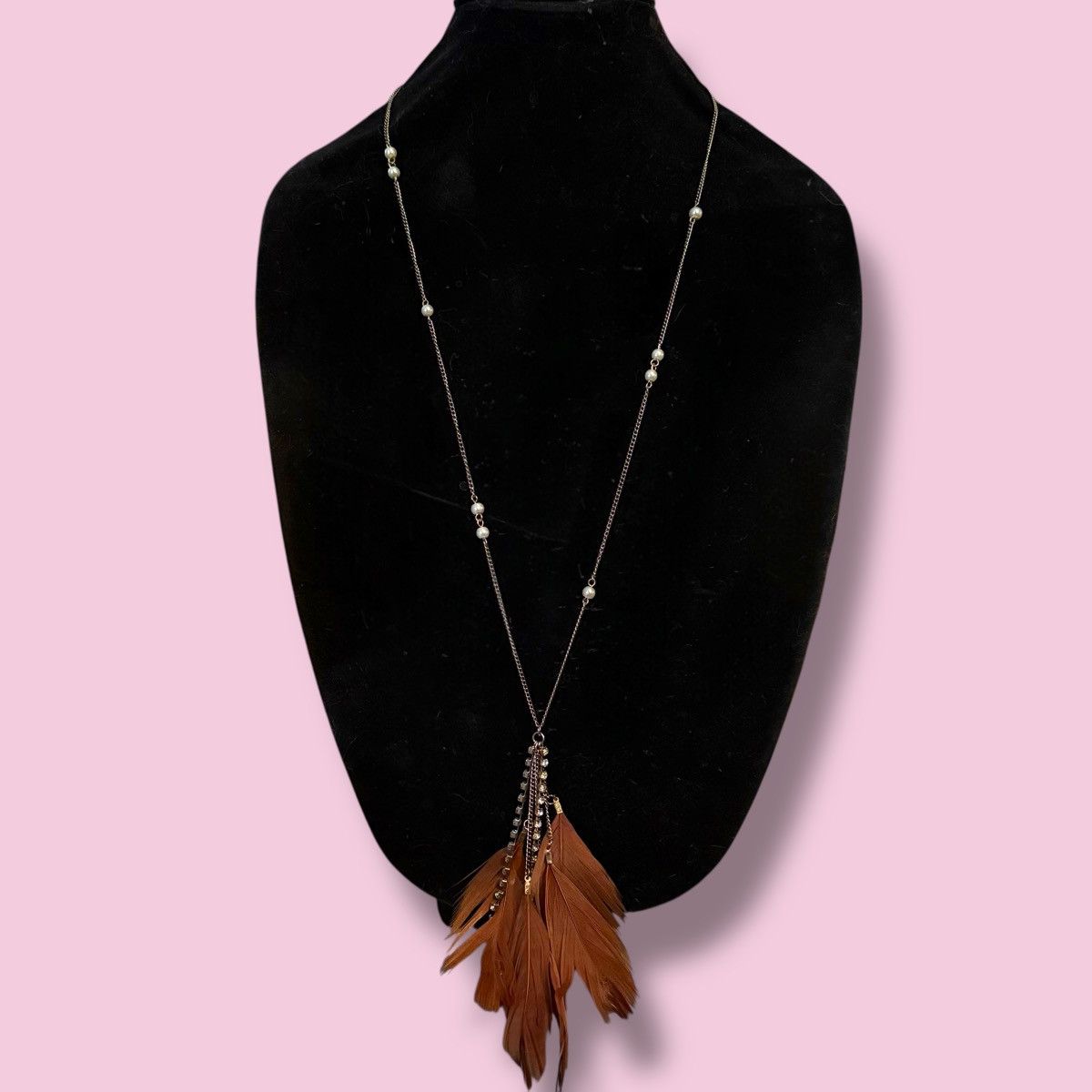 Other Long station bead necklace with feather tassel pendant Size ONE SIZE - 1 Thumbnail