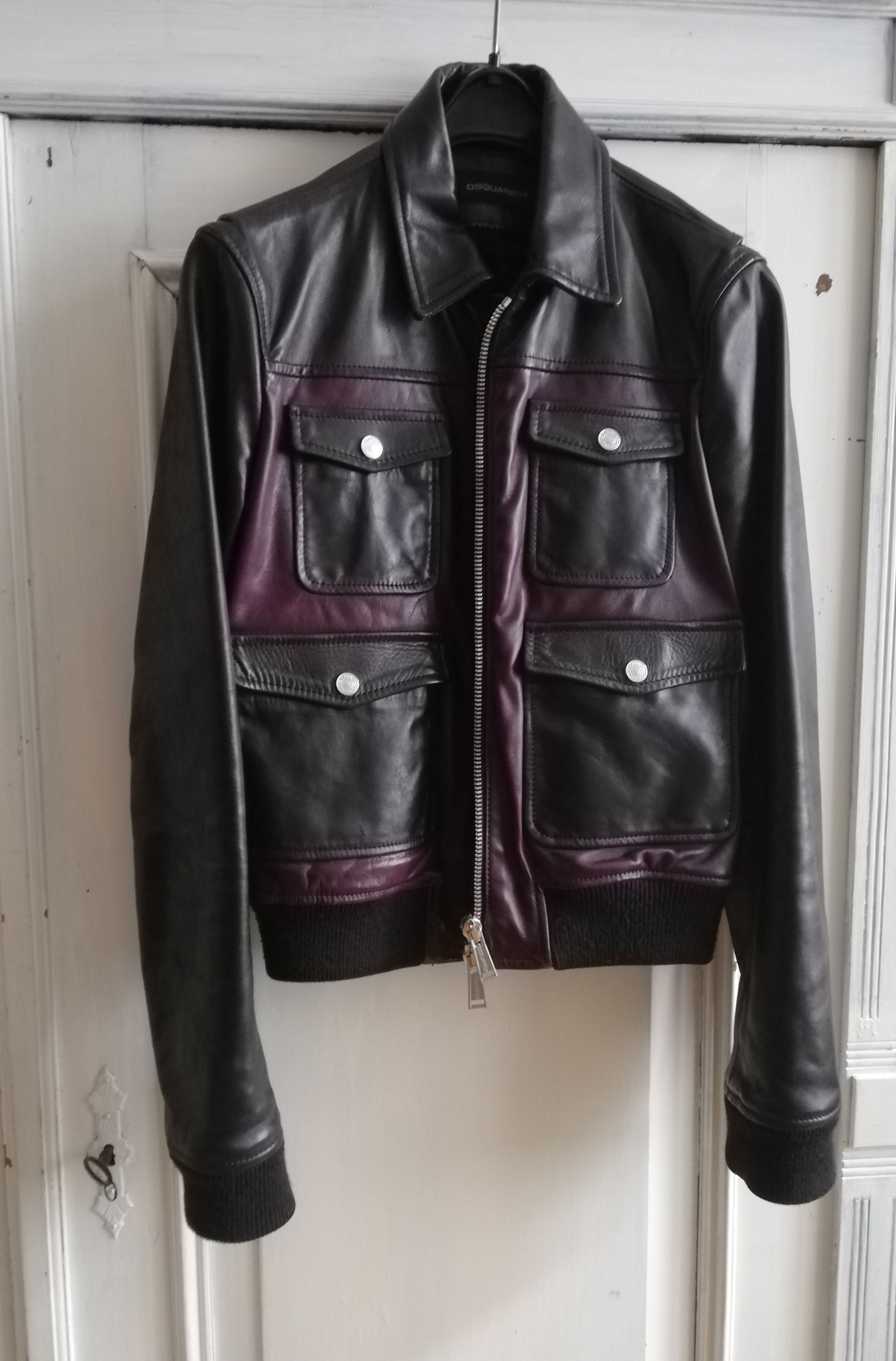 Dsquared2 Dsquared2 Horsehide Purple and Black Leather Jacket Size M / US 6-8 / IT 42-44 - 1 Thumbnail