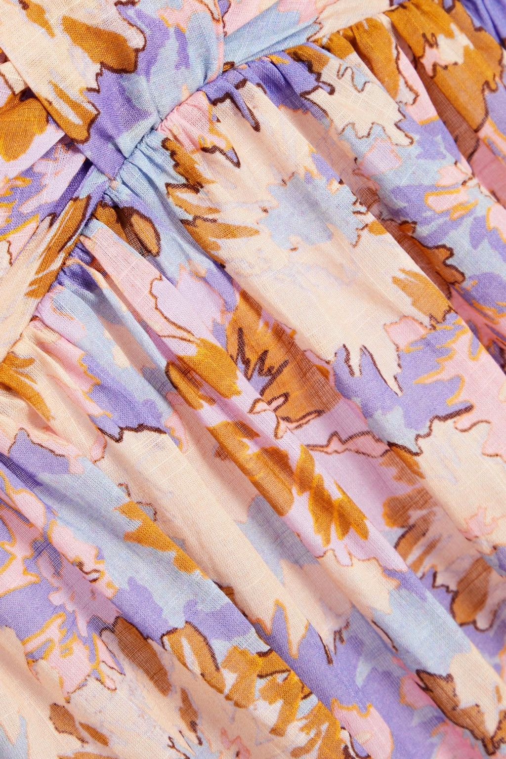 Zimmermann Zimmermann Gathered Floral Violet Twist Front Midi Dress Size L / US 10 / IT 46 - 4 Thumbnail