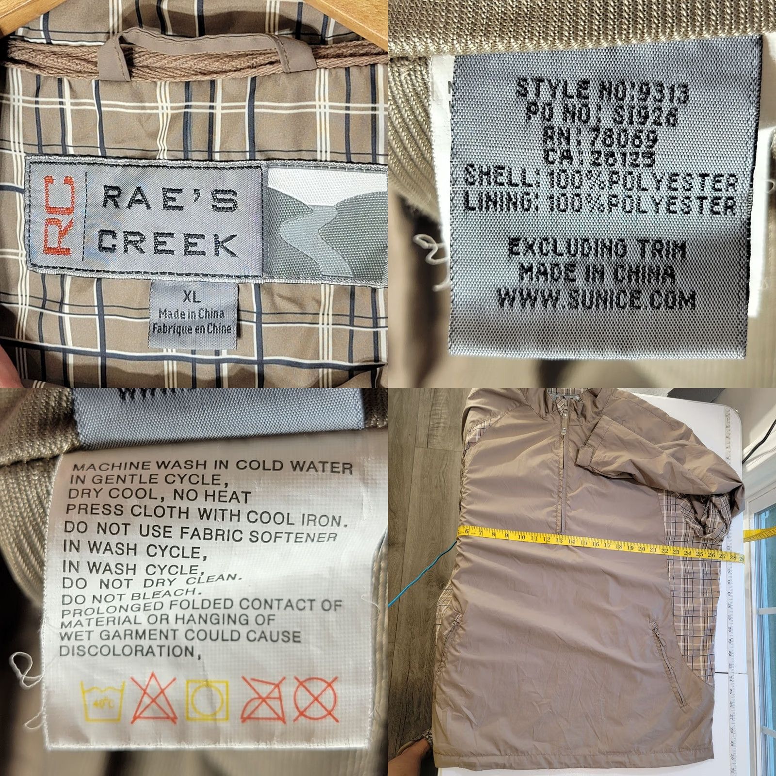 Vintage Rae's Creek Mens Jacket Windbreaker Waterproof Plaid 1/4 Zip Packable Gorpcore Sz XL Tan Size US XL / EU 56 / 4 - 9 Thumbnail