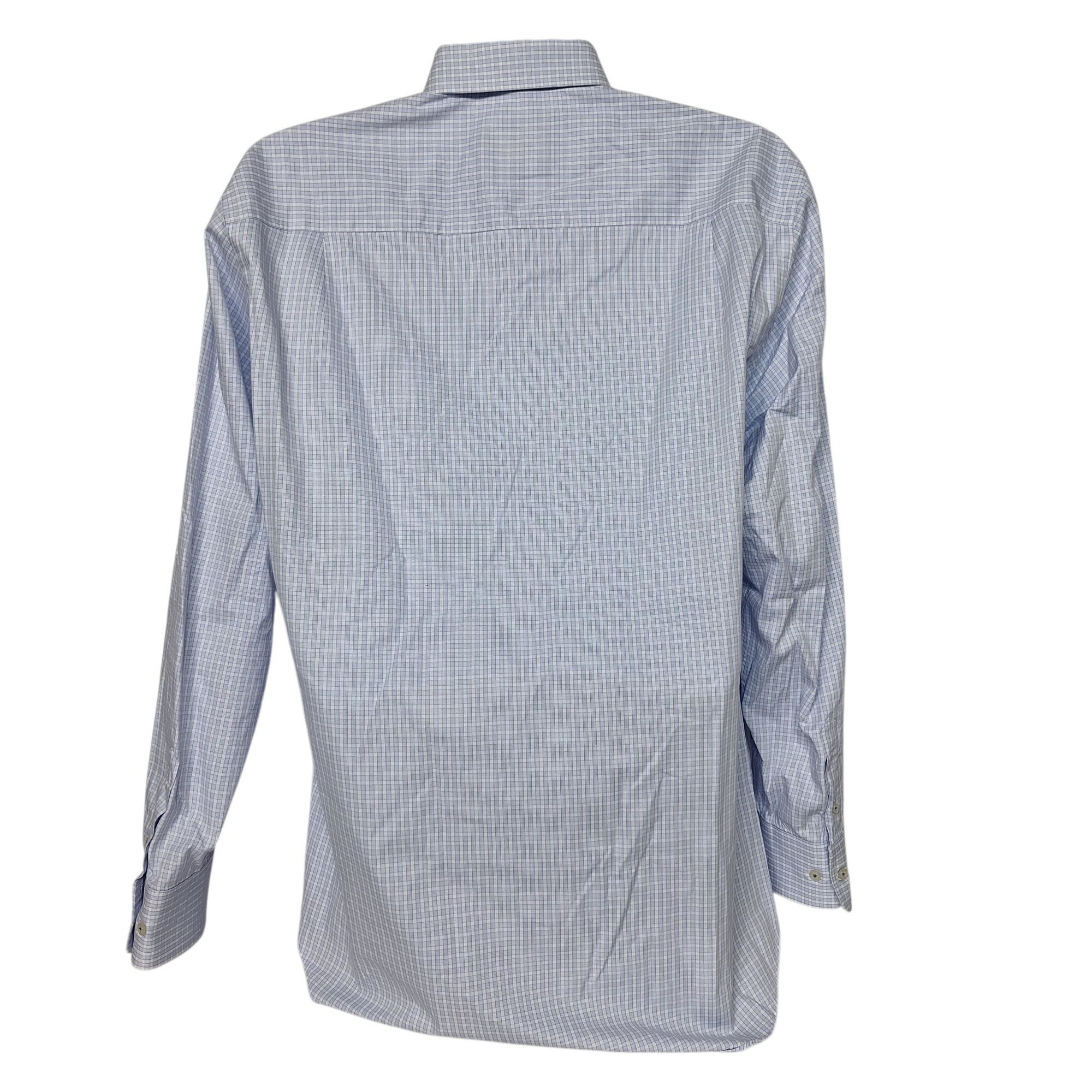 David Donahue David Donahue Dress Shirt 16 34/35 Blue White Micro Check Co Size US L / EU 52-54 / 3 - 3 Thumbnail