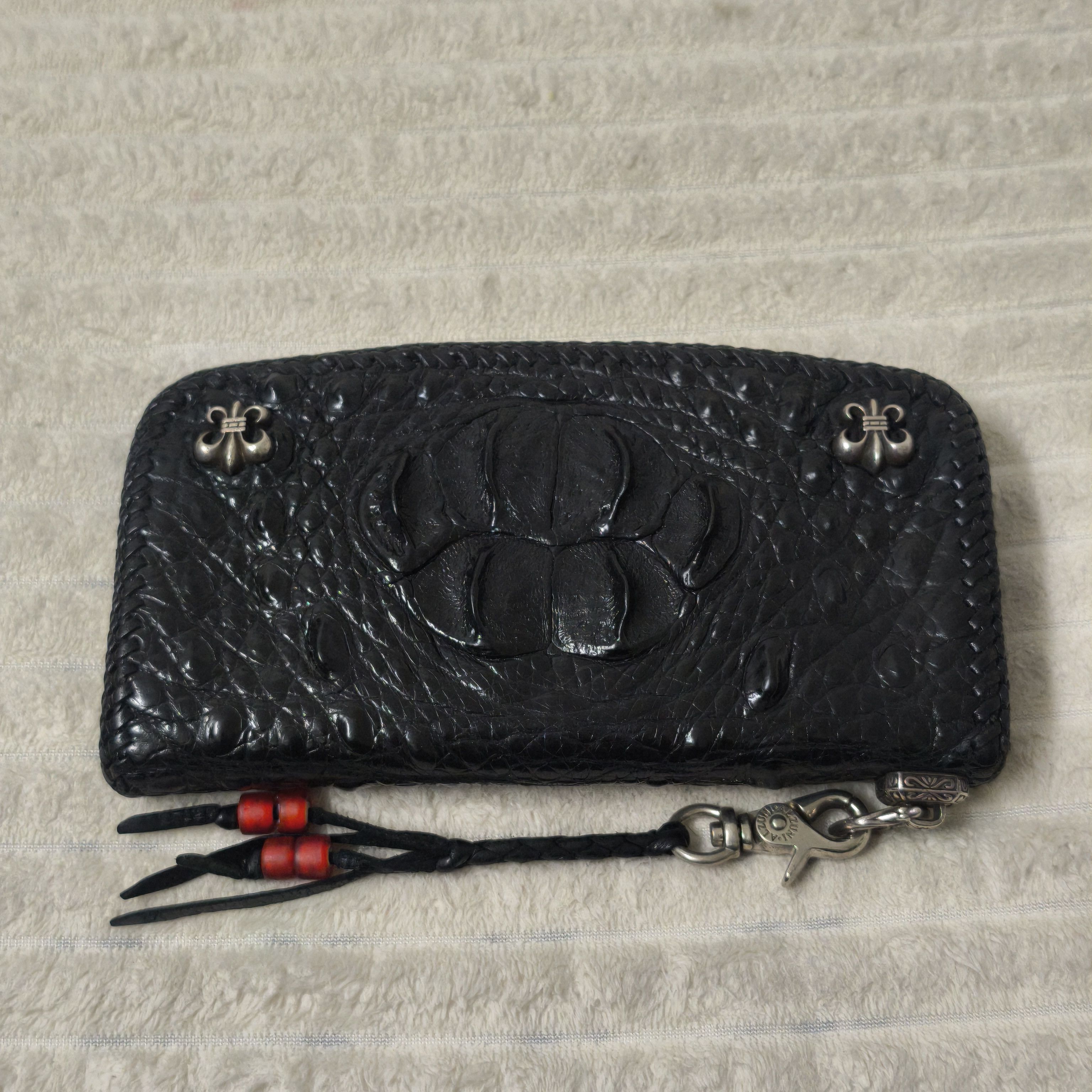 Japanese Brand Alzuni Crocodile Leather Long Wallet Silver Hardware Biker Size ONE SIZE - 1 Thumbnail