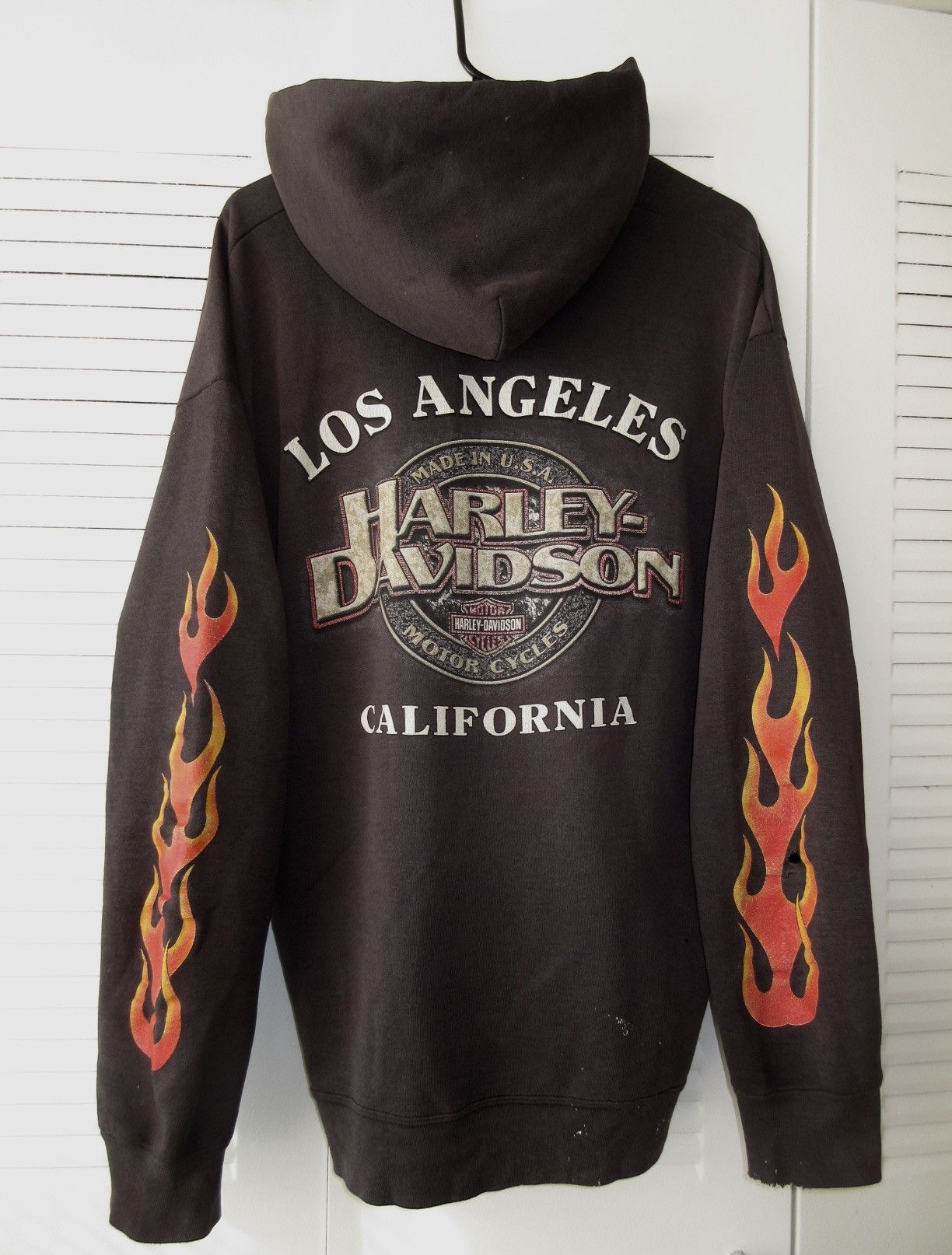 Harley Davidson Harley Davidson Zip Up Hoodie Los Angeles Flame Sleeve 90s Size US L / EU 52-54 / 3 - 1 Thumbnail