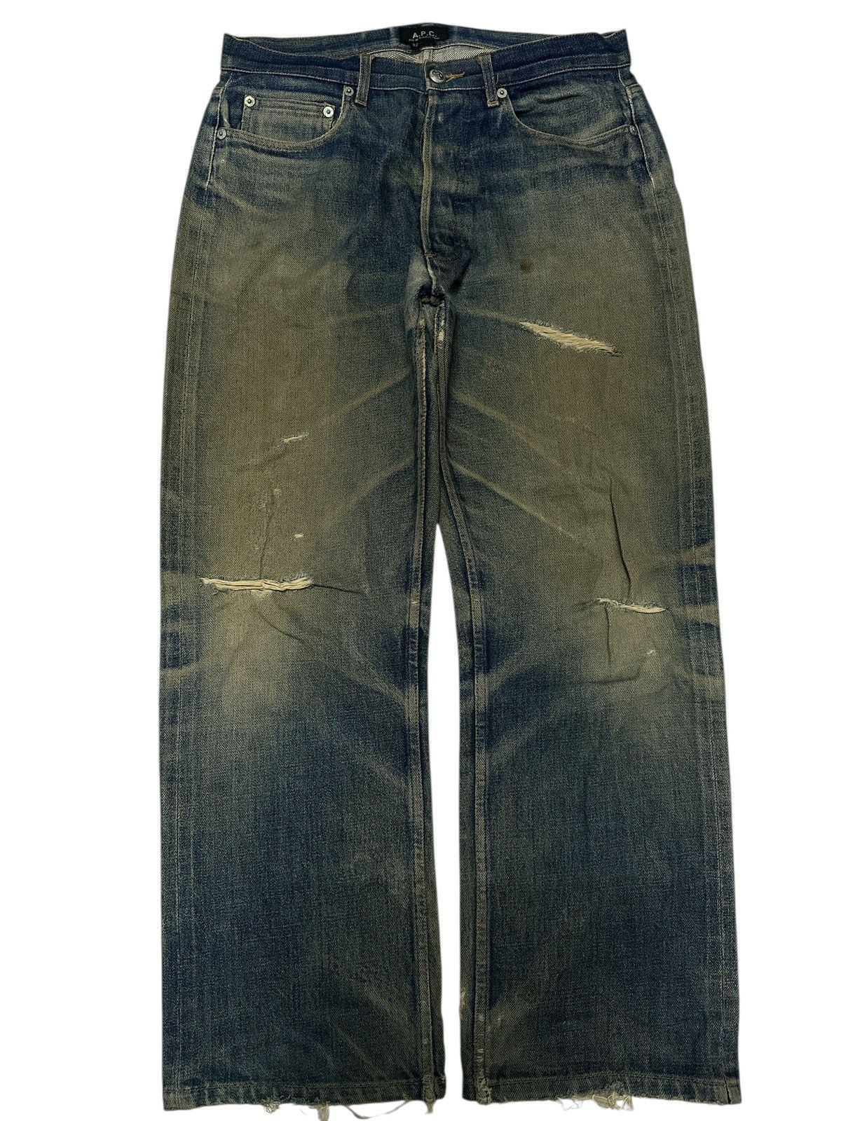 Japanese Brand Vintage Japanese Brand A.P.C Distress Trash Denim. Size US 32 / EU 48 - 1 Thumbnail