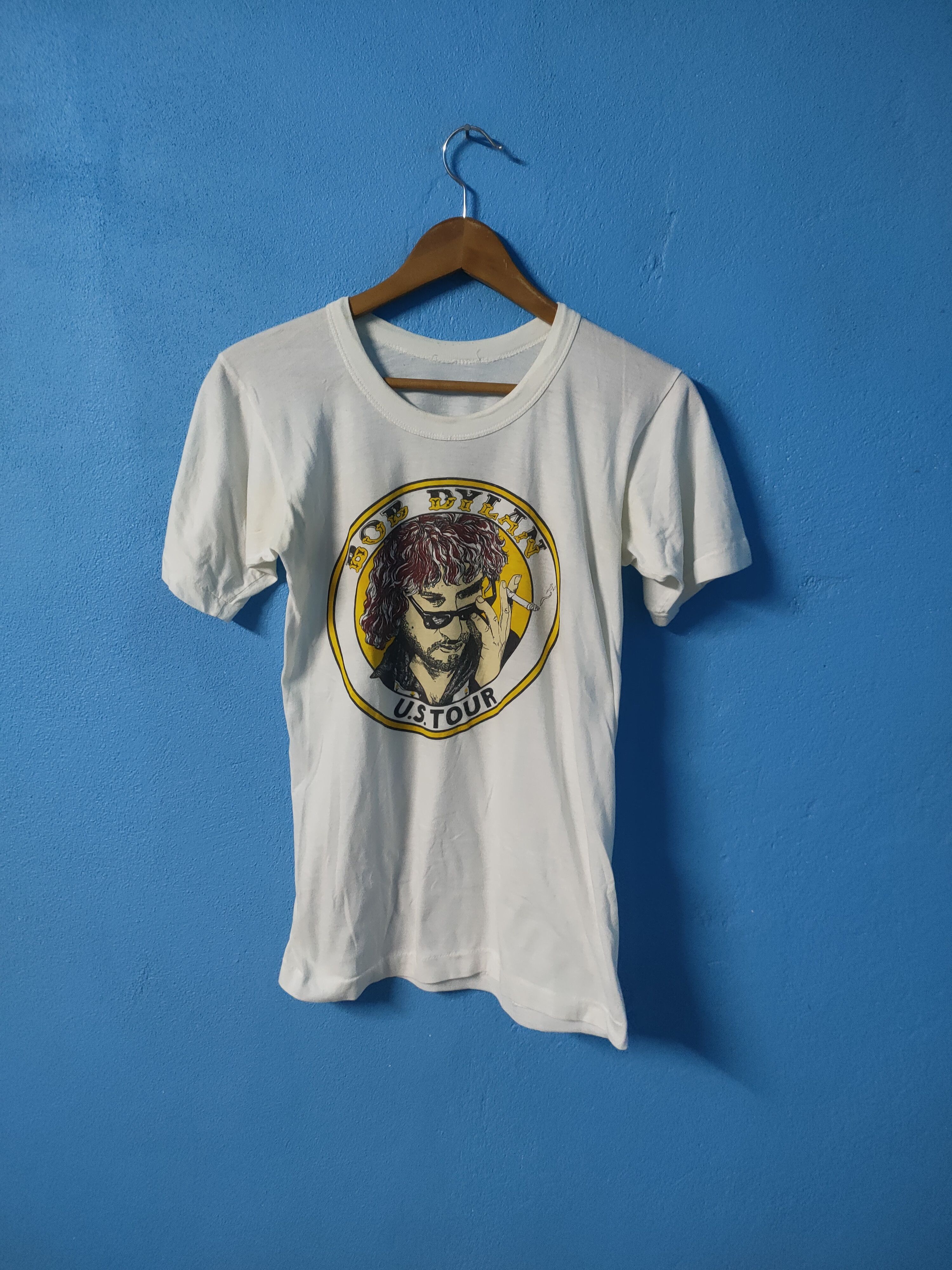 image of Band Tees x Vintage 70's Bob Dylan Us Tour Tshirt in White, Men's (Size Small)