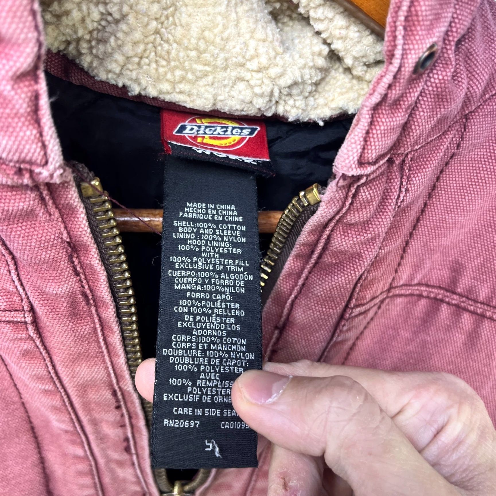 Dickies VINTAGE Dickies Hooded Sherpa Jacket Womens 9 Salmon Size M / US 6-8 / IT 42-44 - 6 Thumbnail