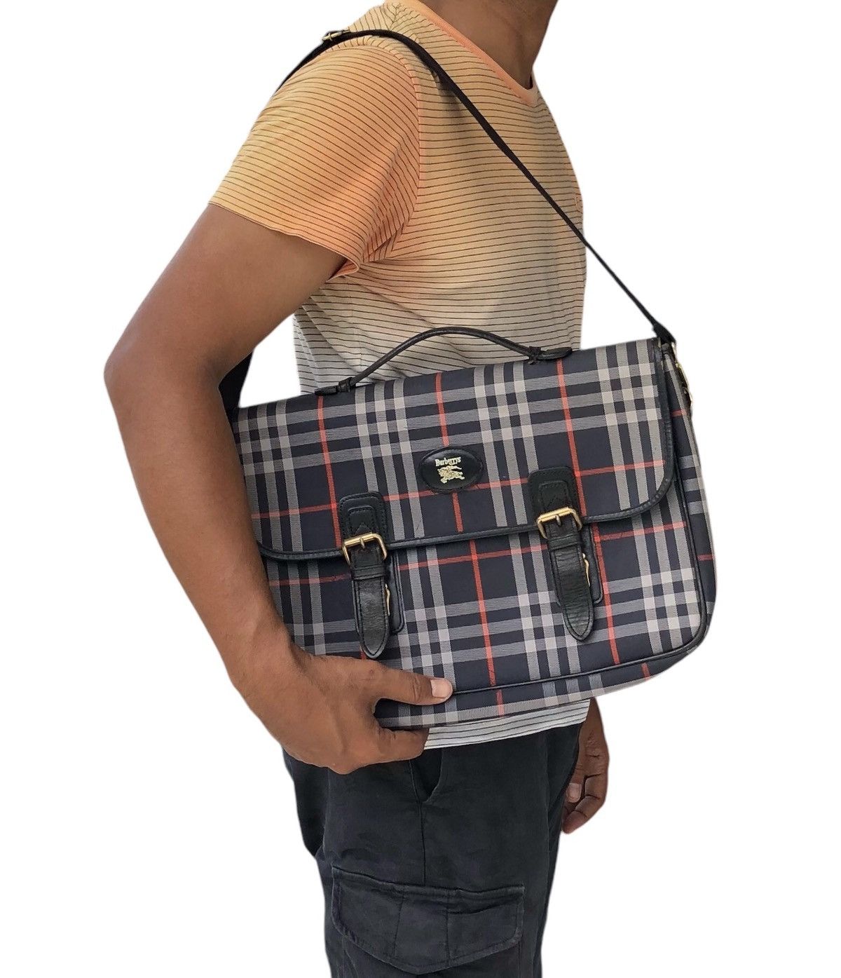Burberry Burberrys Checked Novacheck Documents Bag Size ONE SIZE - 2 Thumbnail