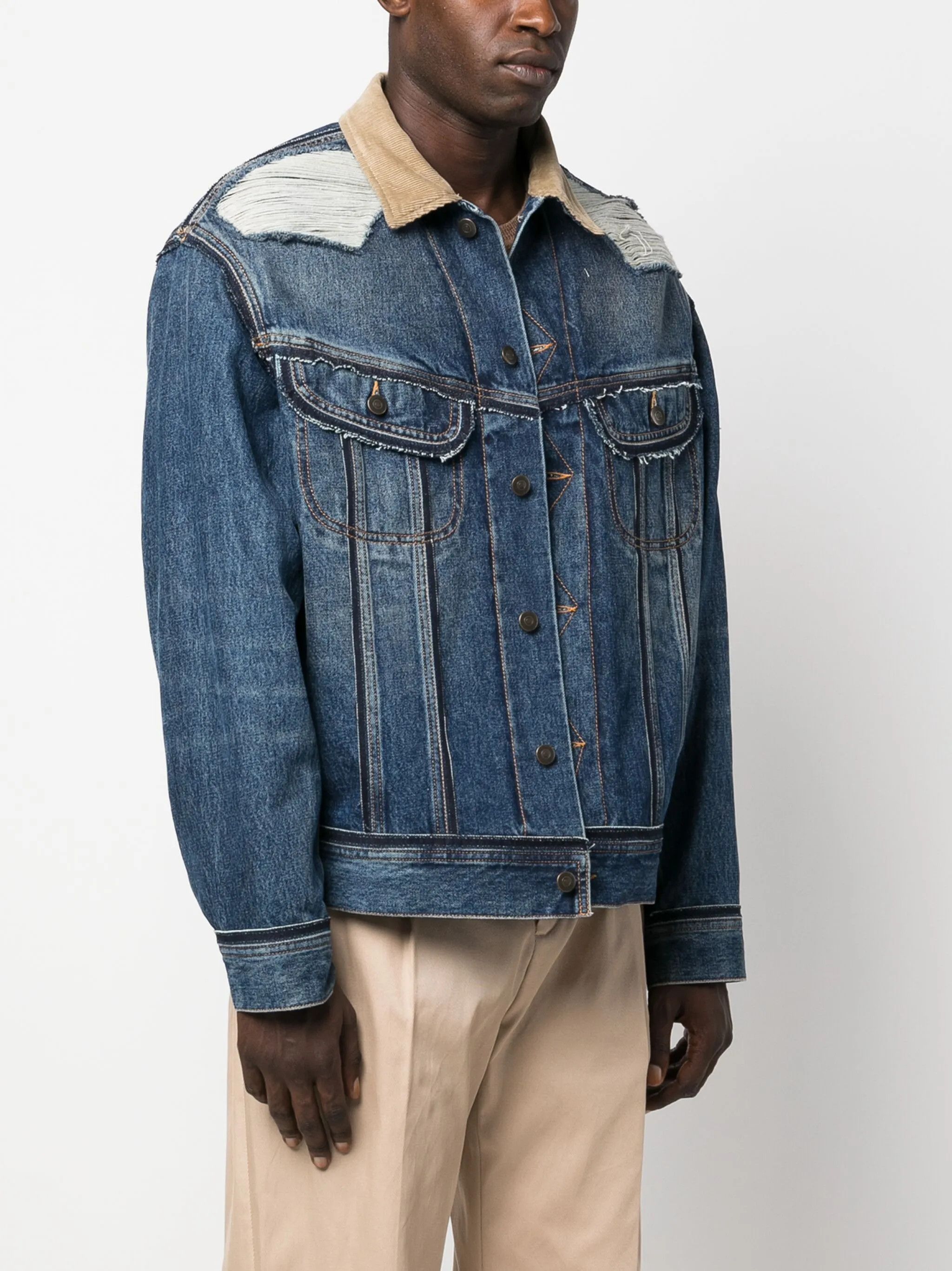 Maison Margiela o1w1db10525 Distressed Denim Jacket in Blue Size US S / EU 44-46 / 1 - 3 Thumbnail