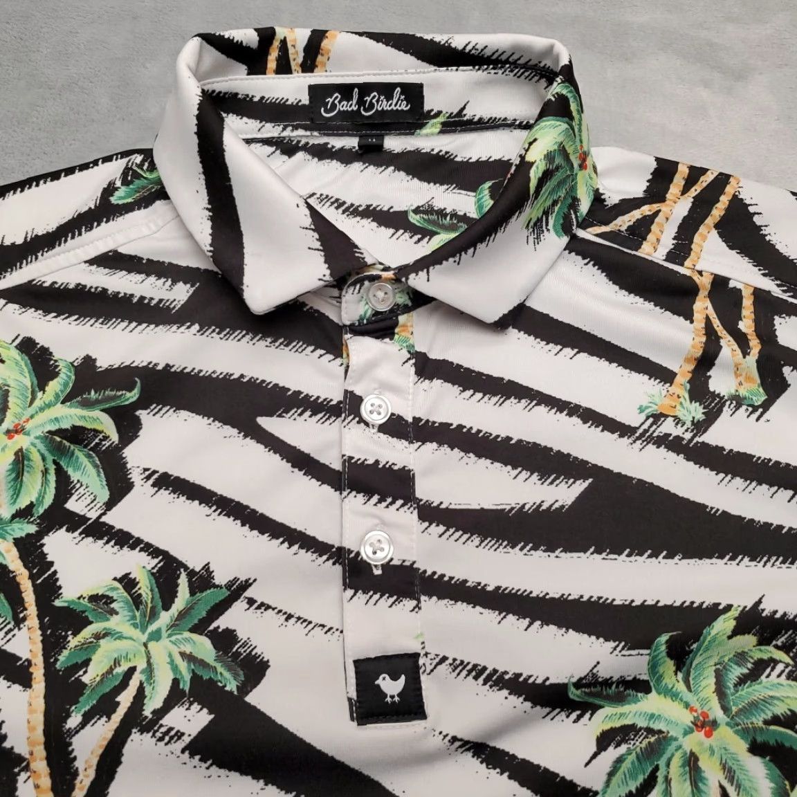 Vintage VINTAGE Bad Birdie Polo Shirt Mens M Zebra Tropical Palm Performance 4 Way Stretch Golf Size US M / EU 48-50 / 2 - 3 Thumbnail