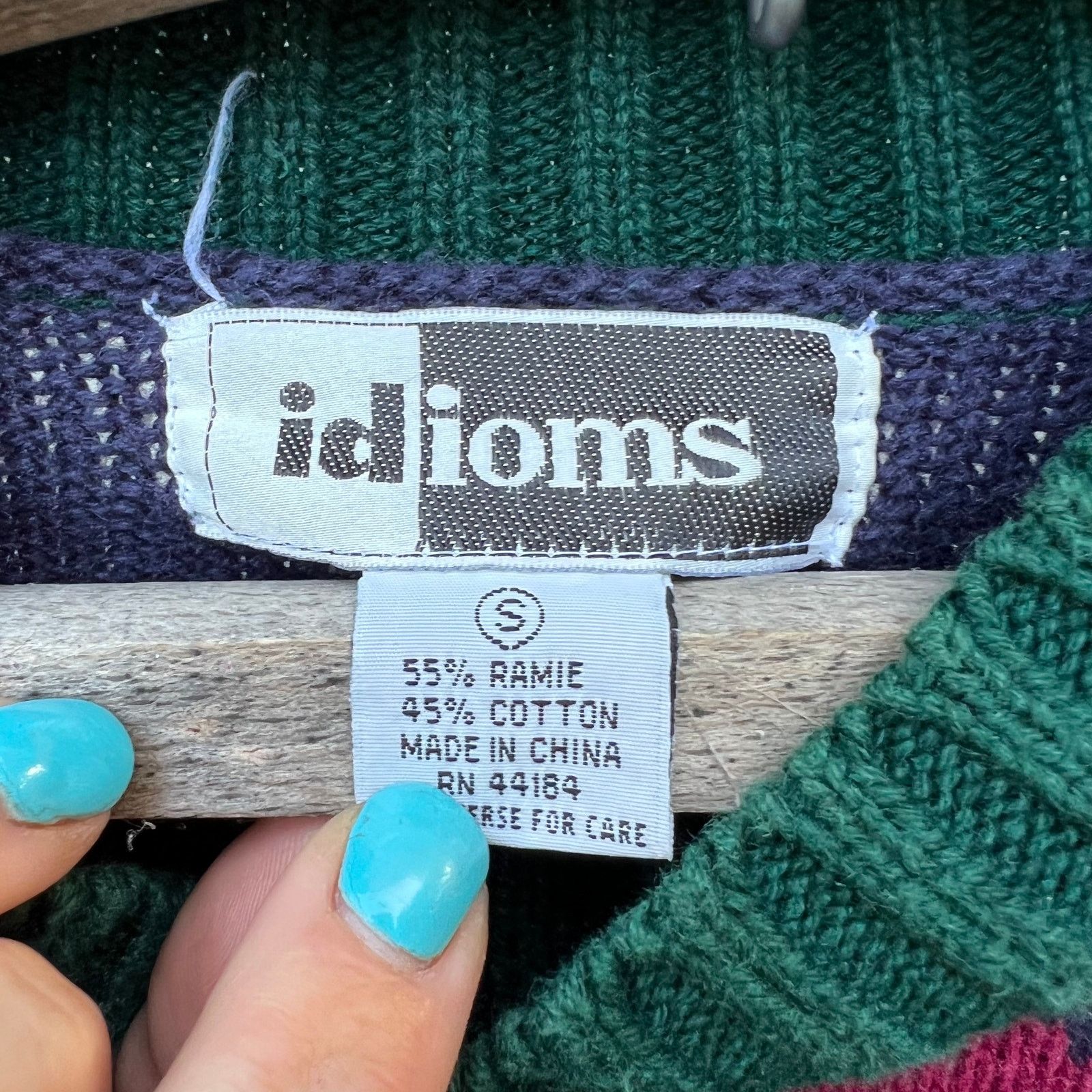 Vintage Vintage 90s Idioms argyle diamond knit oversized sweater Size US S / EU 44-46 / 1 - 5 Thumbnail