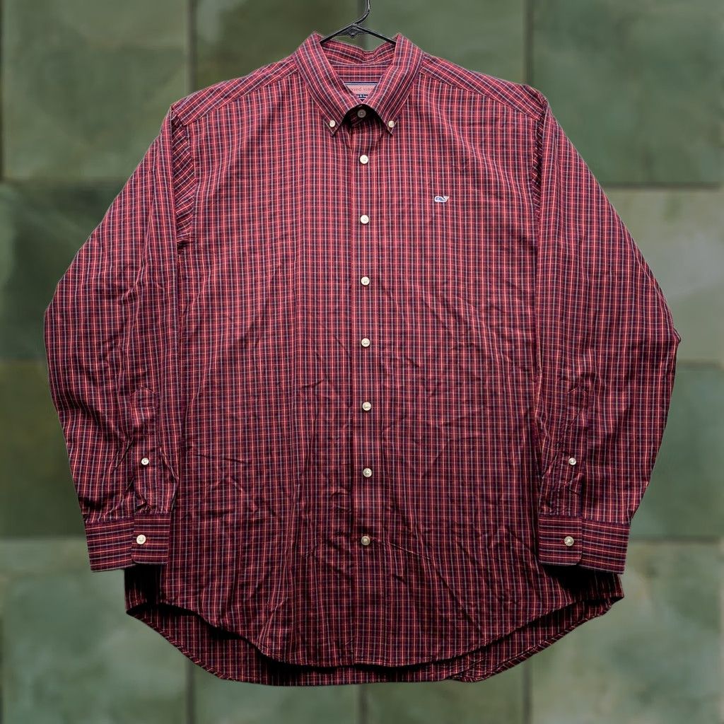 Vineyard Vines Vineyard Vines Whale Shirt Mens Large Red Blue Yellow Plaid Preppy Relaxed Fit Size US L / EU 52-54 / 3 - 1 Thumbnail