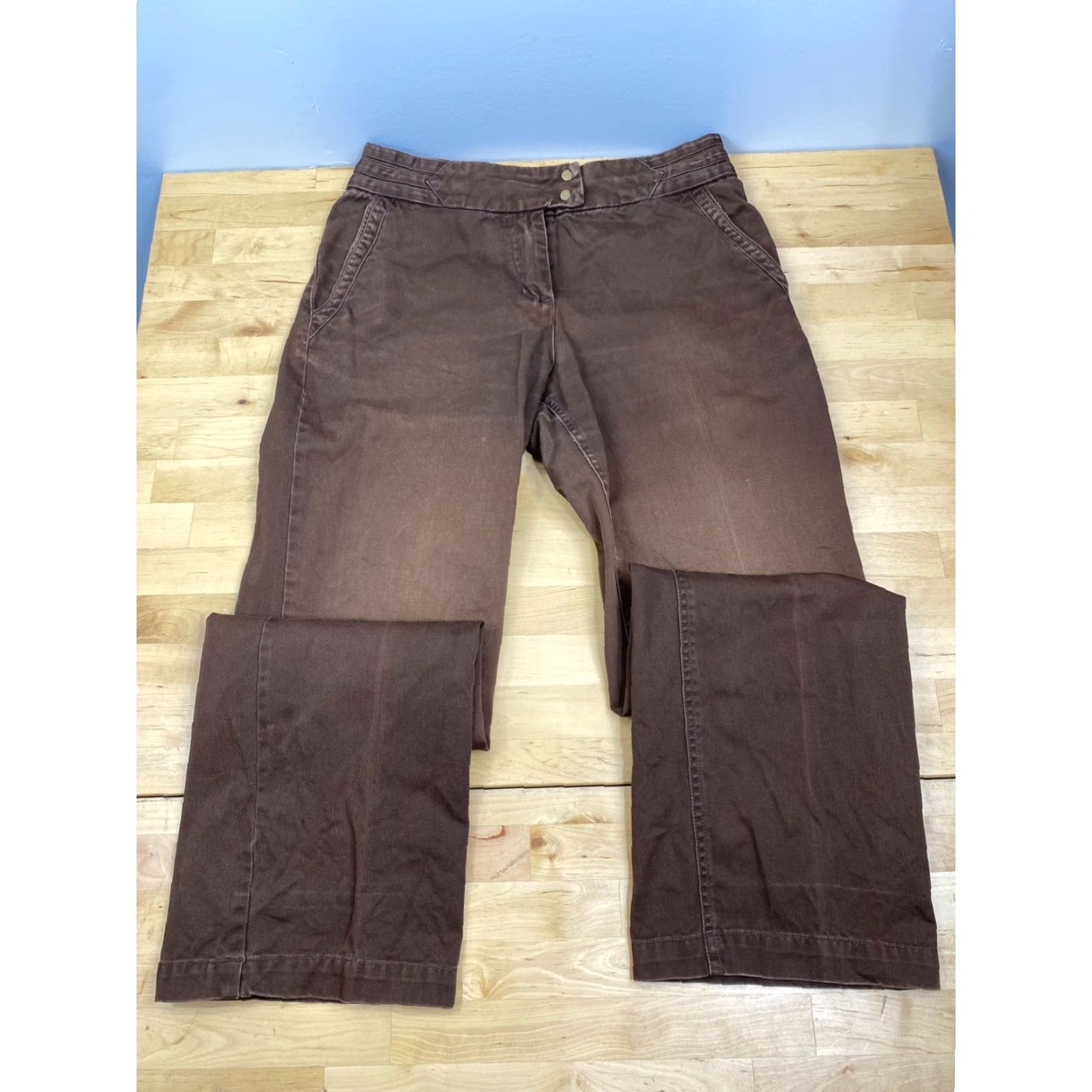 Vintage Clio Pants Dark Brown Size 4 Women Cotton Solid Casual Pants Bra nd Size 27" / US 4 / IT 40 - 2 Thumbnail