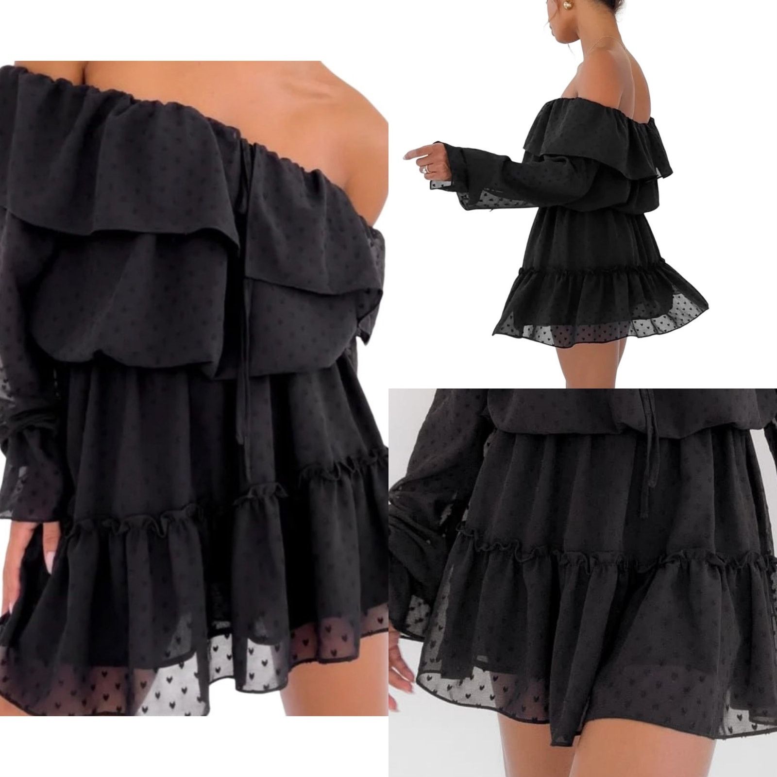 Other Rumored Senorita Mini Dress SMALL Black Ruffles NWT Flirty Size S / US 4 / IT 40 - 2 Thumbnail