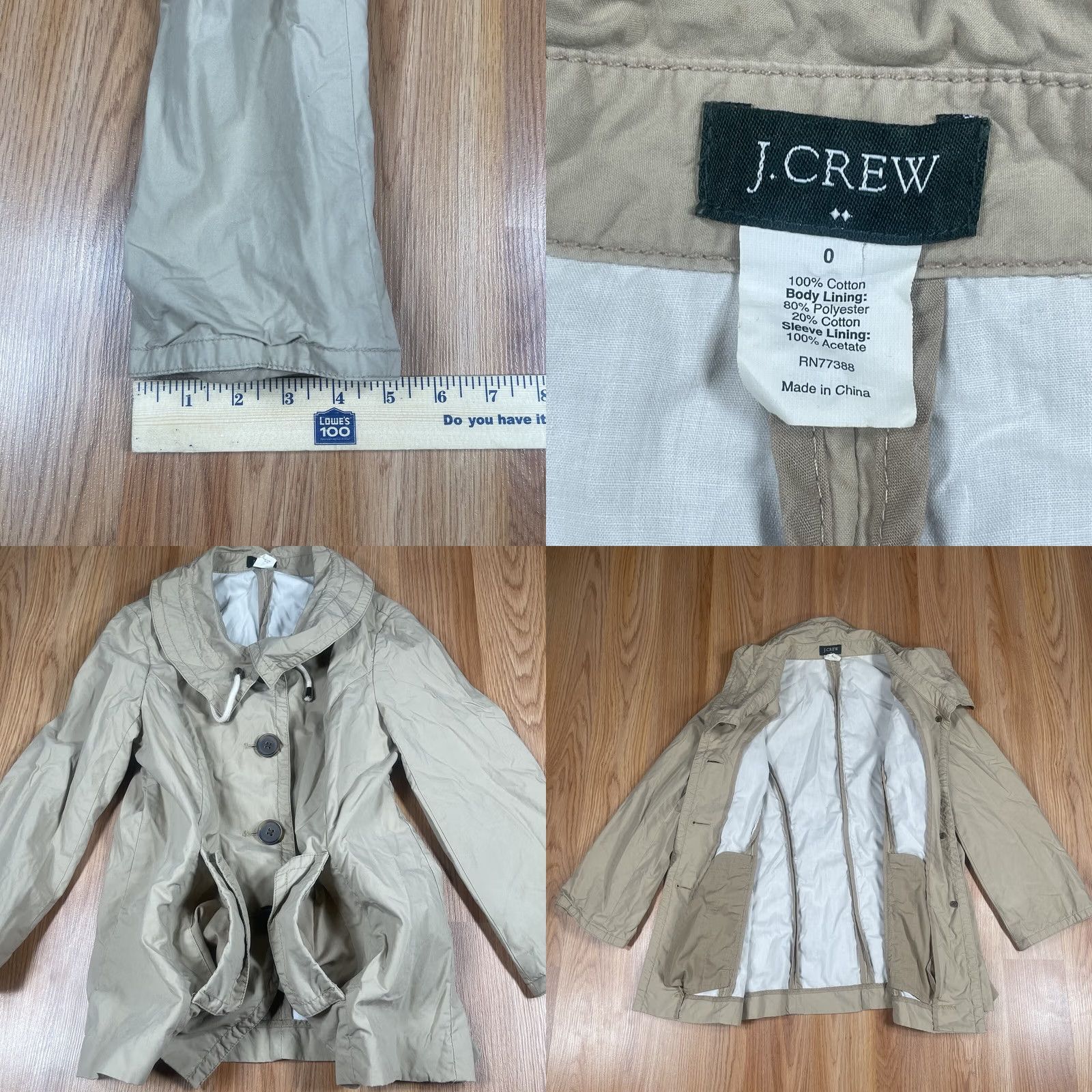Rains J Crew Jacket Womens Size 0 Front Button Lined Rain Coat Beige 100% Cotton Shirt Jacket Womens Size 0 Beige Jacket Size XS / US 0-2 / IT 36-38 - 8 Thumbnail