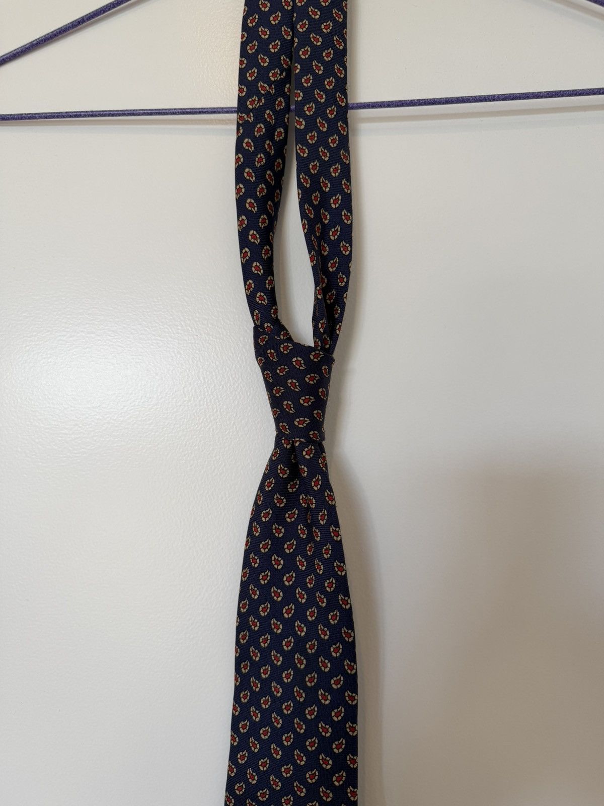 P. Johnson Silk Navy Paisley Tie From Como Size ONE SIZE - 5 Thumbnail