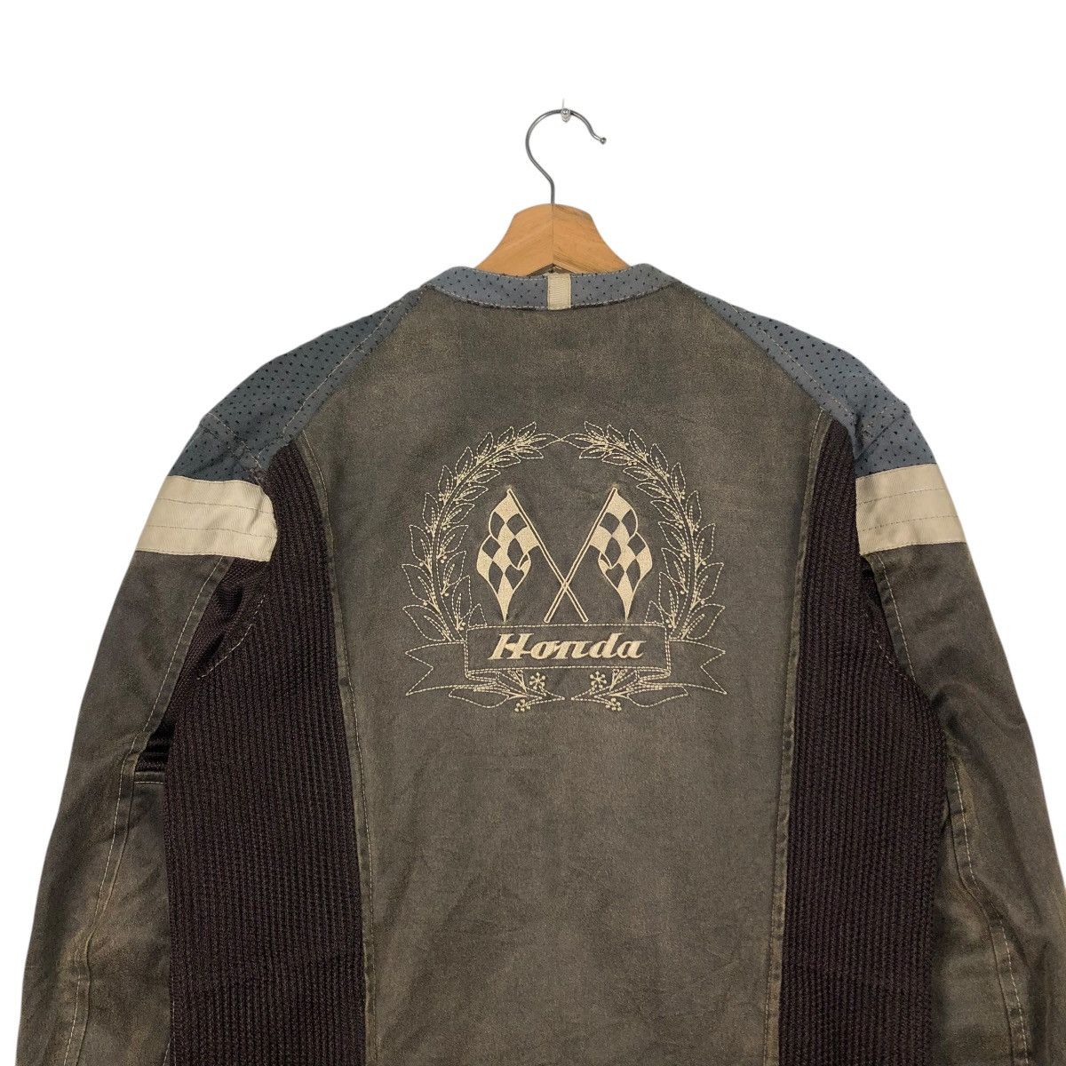 Honda 🔥VINTAGE RACING BIKER JACKET BONDA BIG LOGO SPELL OUT Size US M / EU 48-50 / 2 - 11 Thumbnail