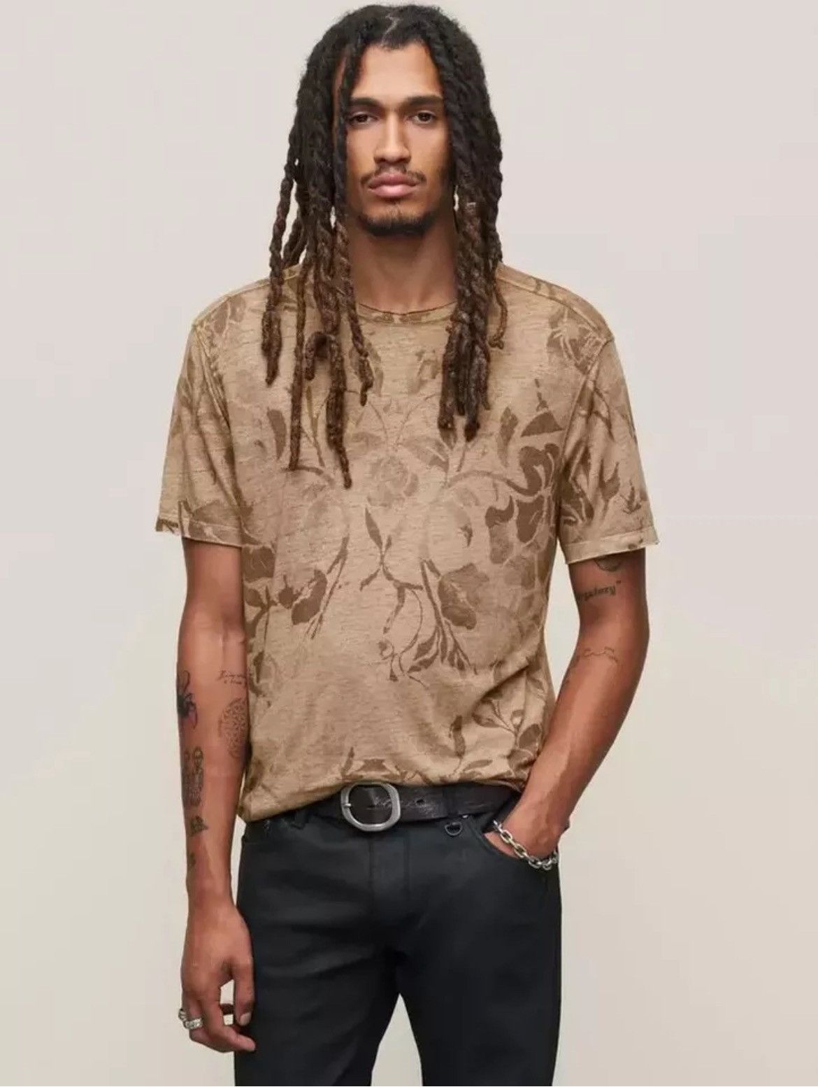 John Varvatos Barrow Fading Floral Burnout Crew. Small Size US S / EU 44-46 / 1 - 1 Thumbnail