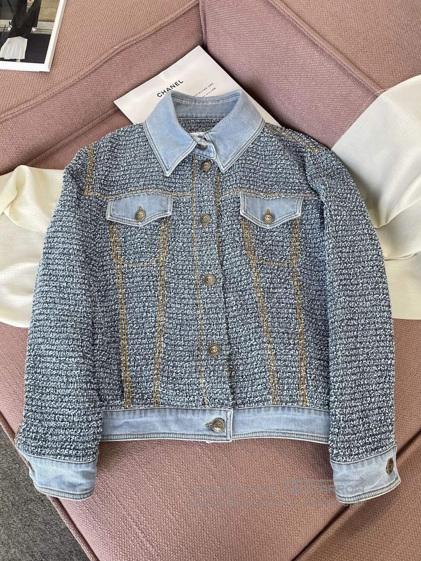 Chanel Blue Denim Tweed Jacket.
