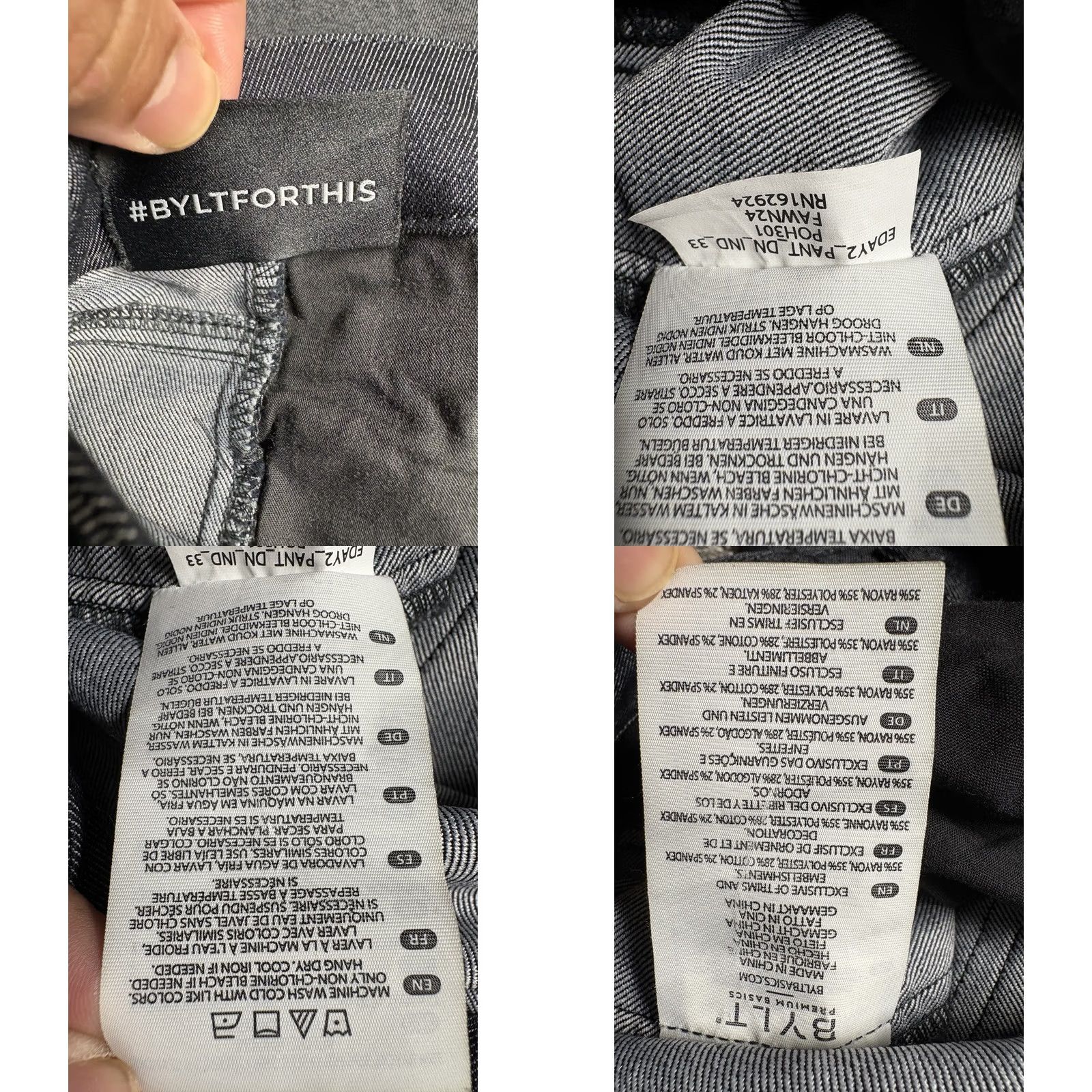 Vintage BYLT Pants Mens 33 Gray Everyday Pant Stretch Chino Premium Basics Slim Front Zip Pockets Size US 33 - 8 Thumbnail