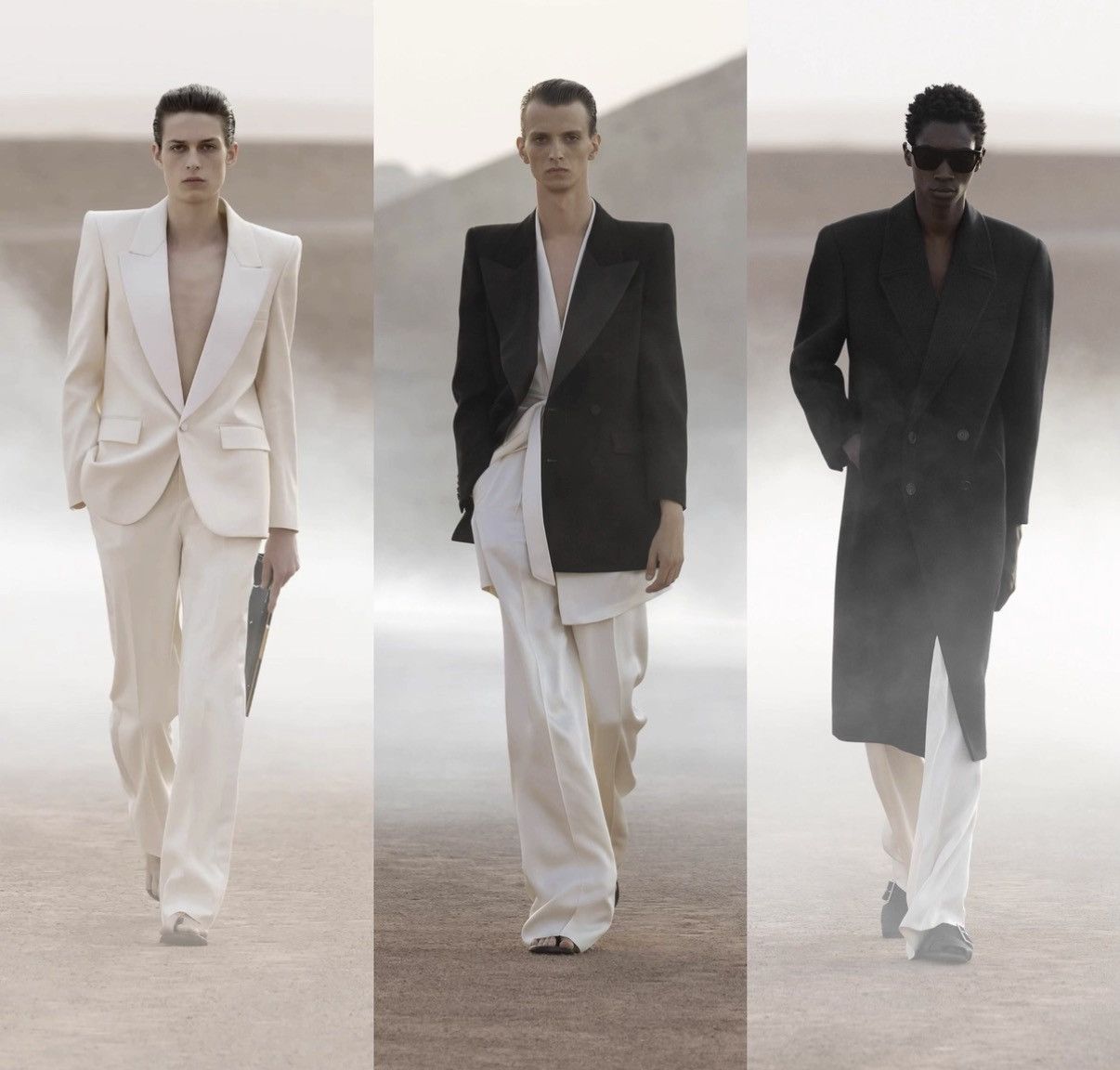 Saint Laurent Paris SLP 23SS Satin Off-White Straight Flared Tailored Pants Size US 32 / EU 48 - 8 Thumbnail