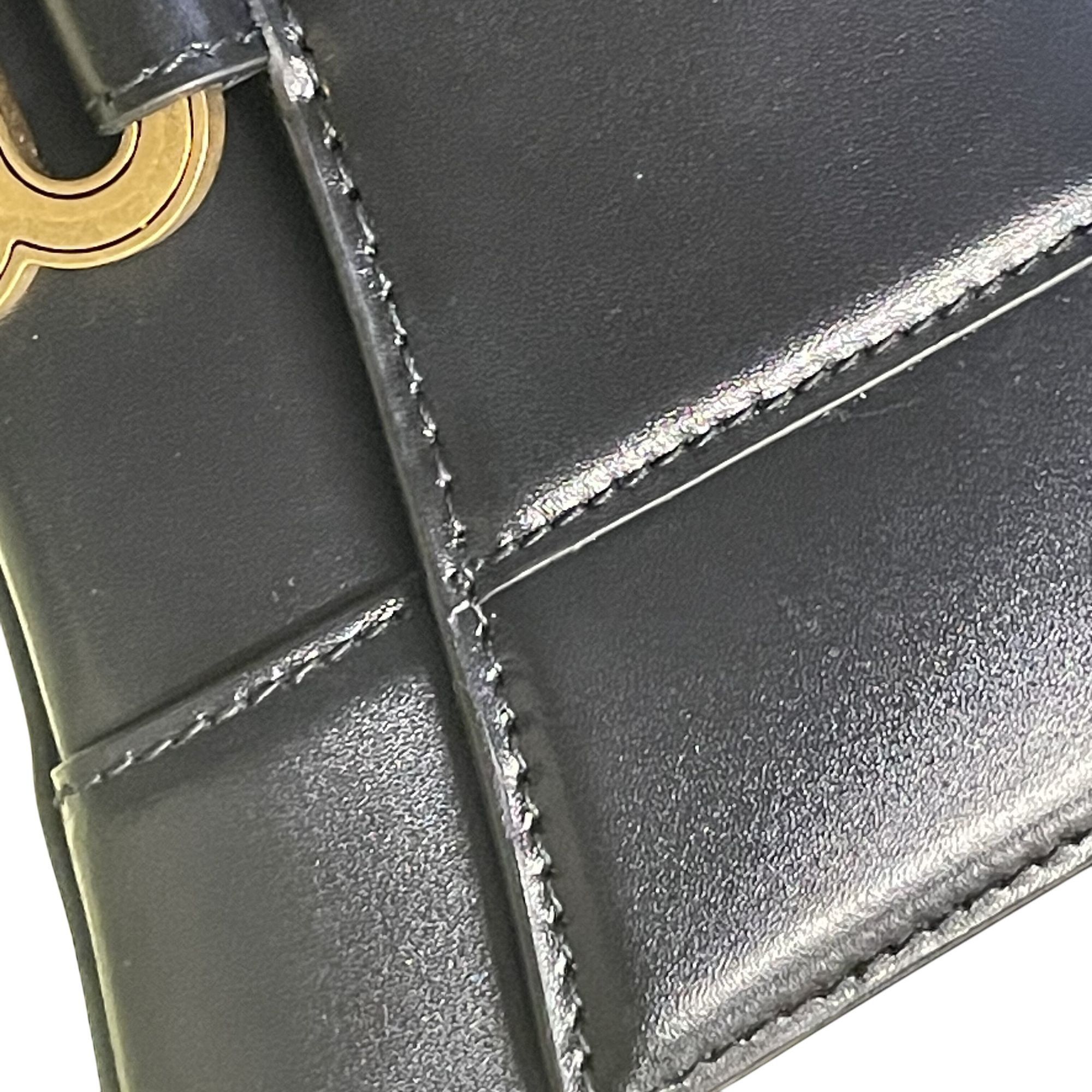 Balenciaga Balenciaga Hourglass Small Black Leather Handbag With Gold H Size ONE SIZE - 10 Thumbnail