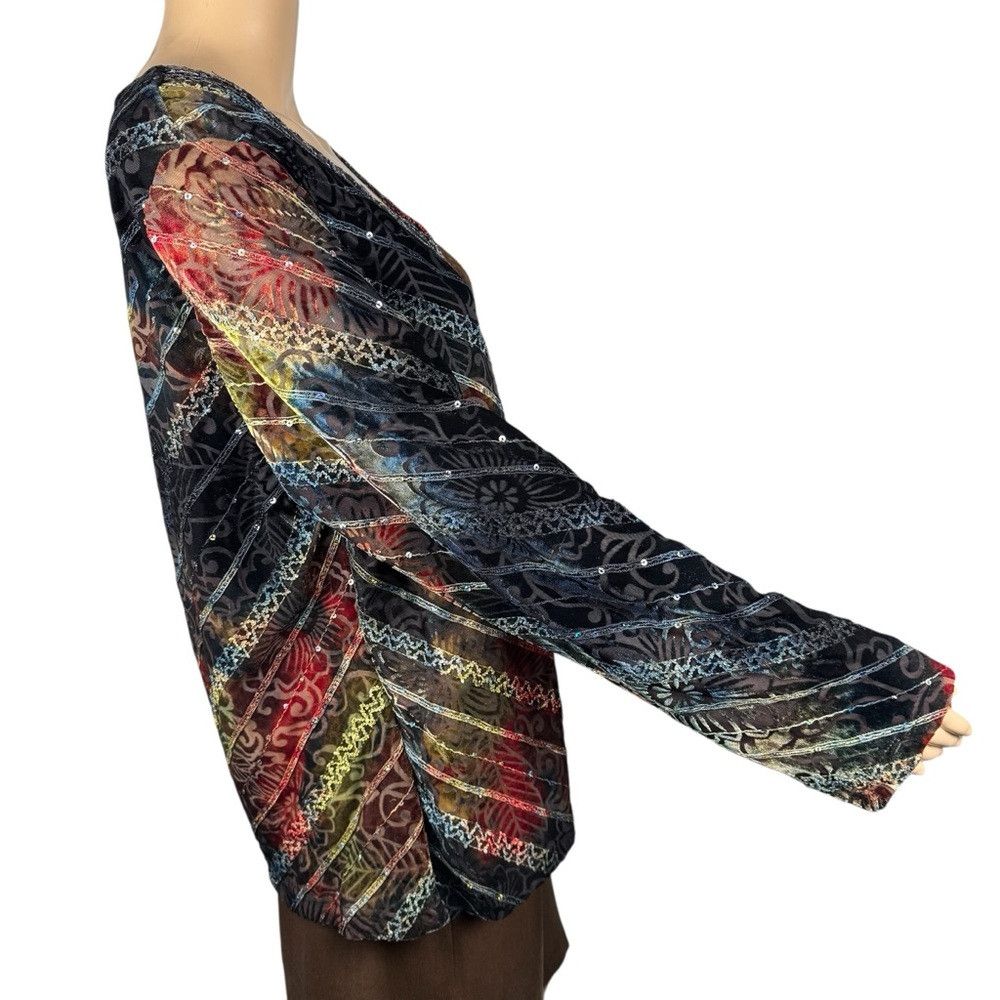 Coldwater Creek New Coldwater Creek Velvet Burnout Long Sleeve Top Size L Size L / US 10 / IT 46 - 3 Thumbnail