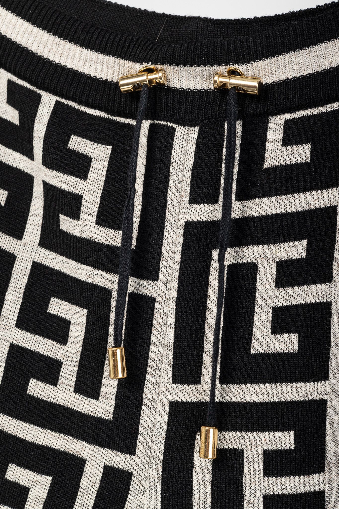 Balmain Balmain Ivoire & Noir Monogram-Jacquard Wool Sweatpants Size 30" / US 8 / IT 44 - 4 Thumbnail