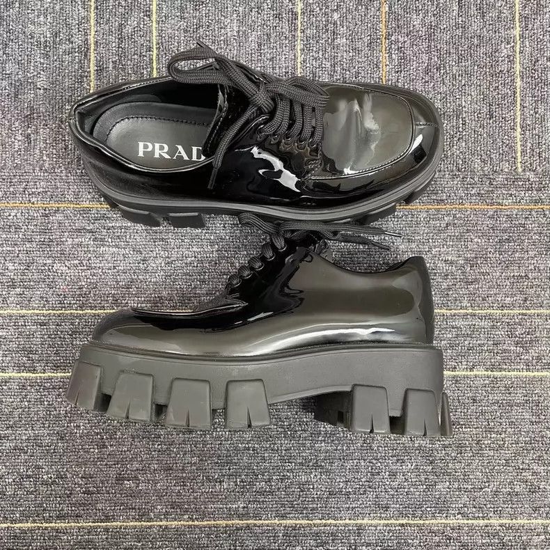Prada Prada Black Patent Leather Loafers -2505 Size US 7.5 / EU 40-41 - 3 Thumbnail