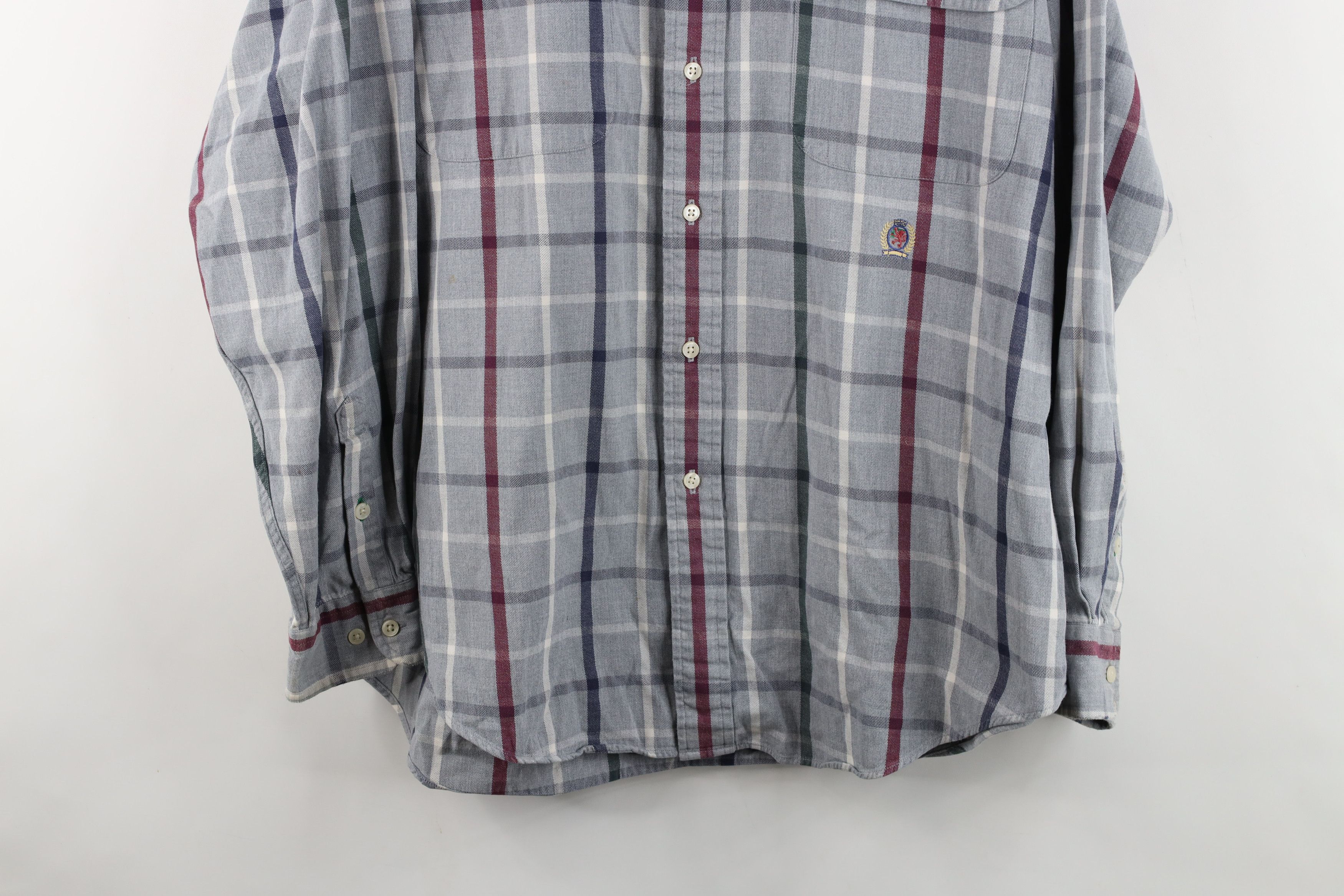 Tommy Hilfiger Vintage 90s Tommy Hilfiger Heavy Flannel Button Shirt Plaid Size US L / EU 52-54 / 3 - 3 Thumbnail