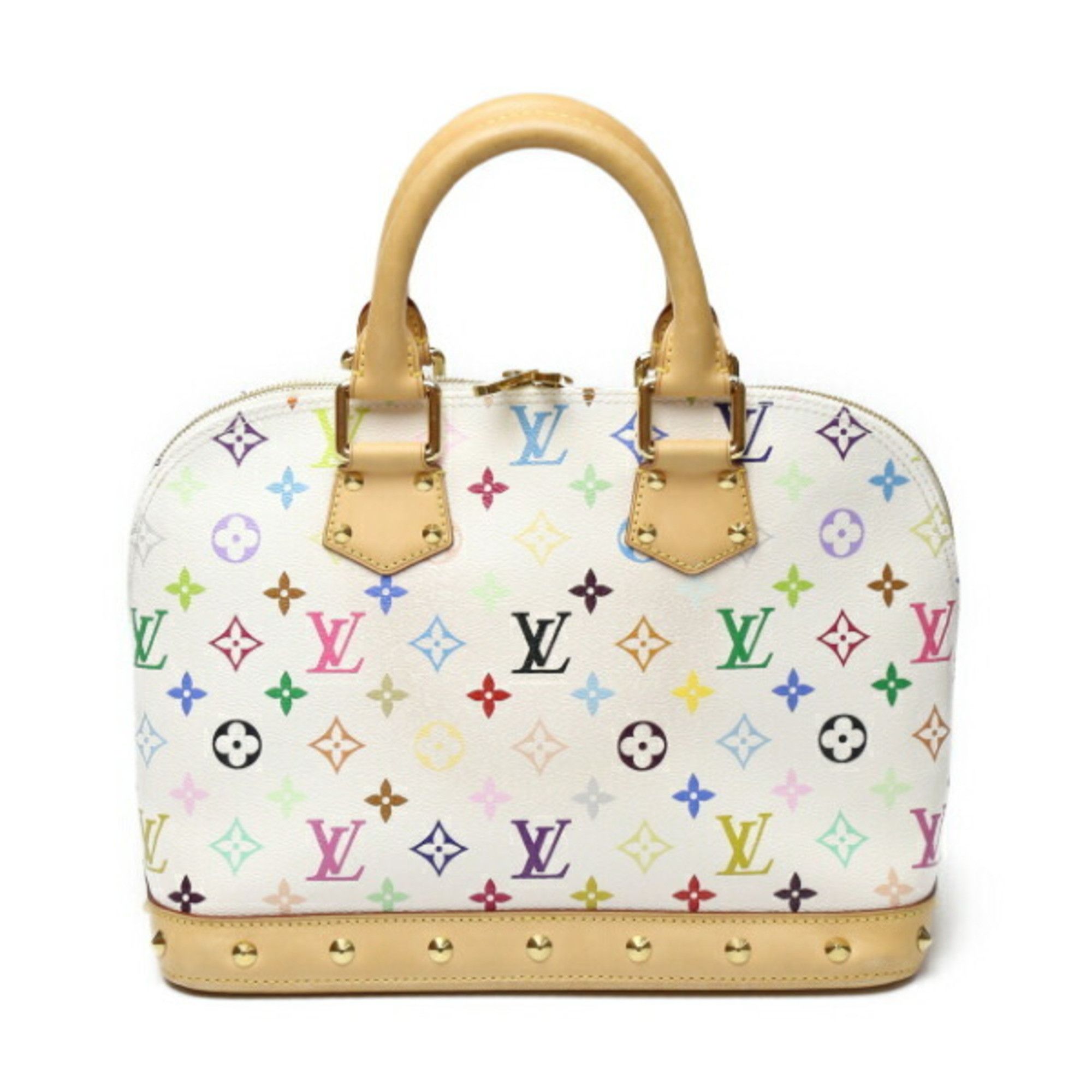 image of Louis Vuitton Alma Monogram Multicolor M92647 Louis Vuitton Bron White Handbag Lv in Blanc, Women's
