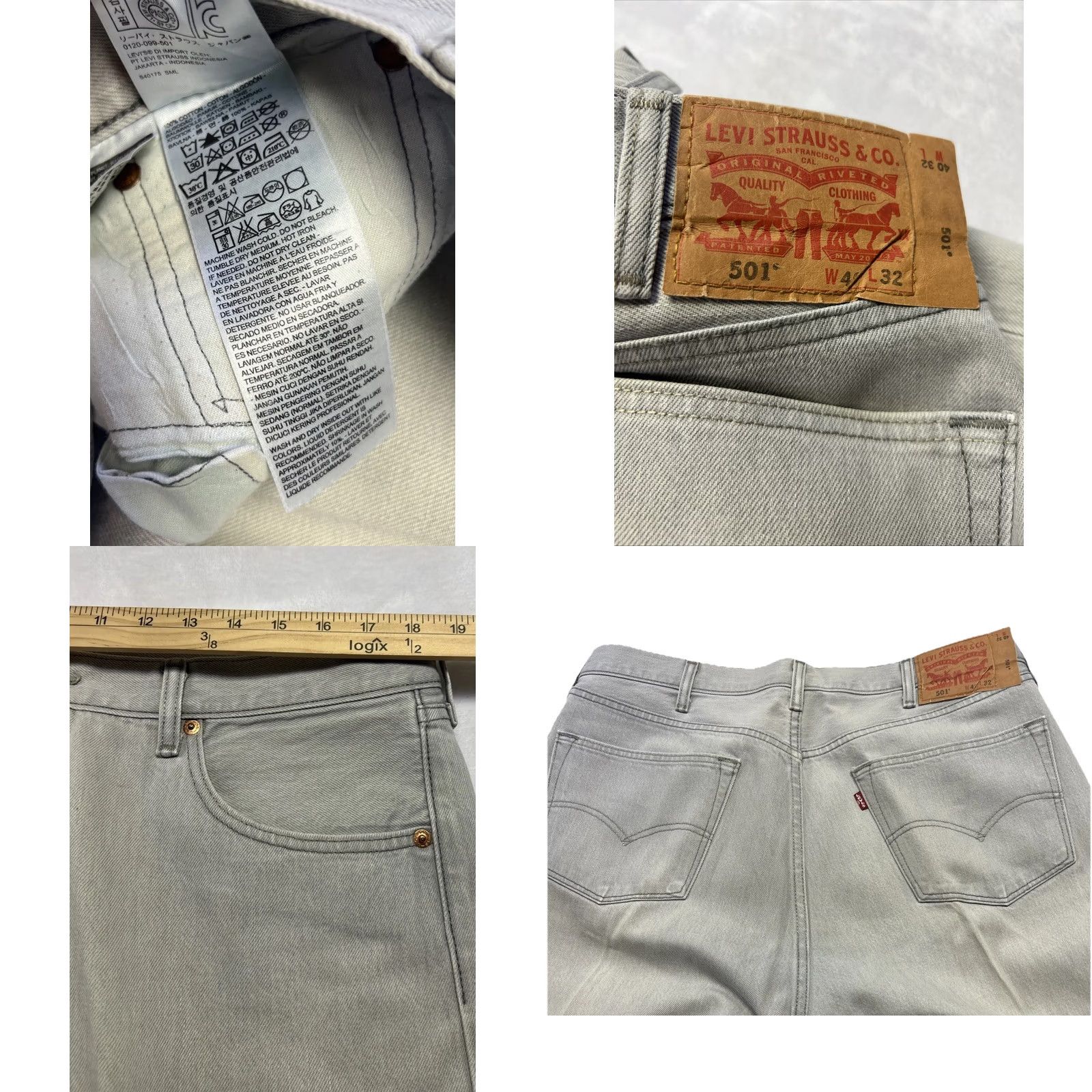 Levi's Levi’s 501 Jeans Gray Faded Straight Button Fly Denim Grunge Men 40x28 Inseam 28in Vintage No Regular 5-Pocket Cotton Denim Bis Size US 40 / EU 56 - 9 Thumbnail