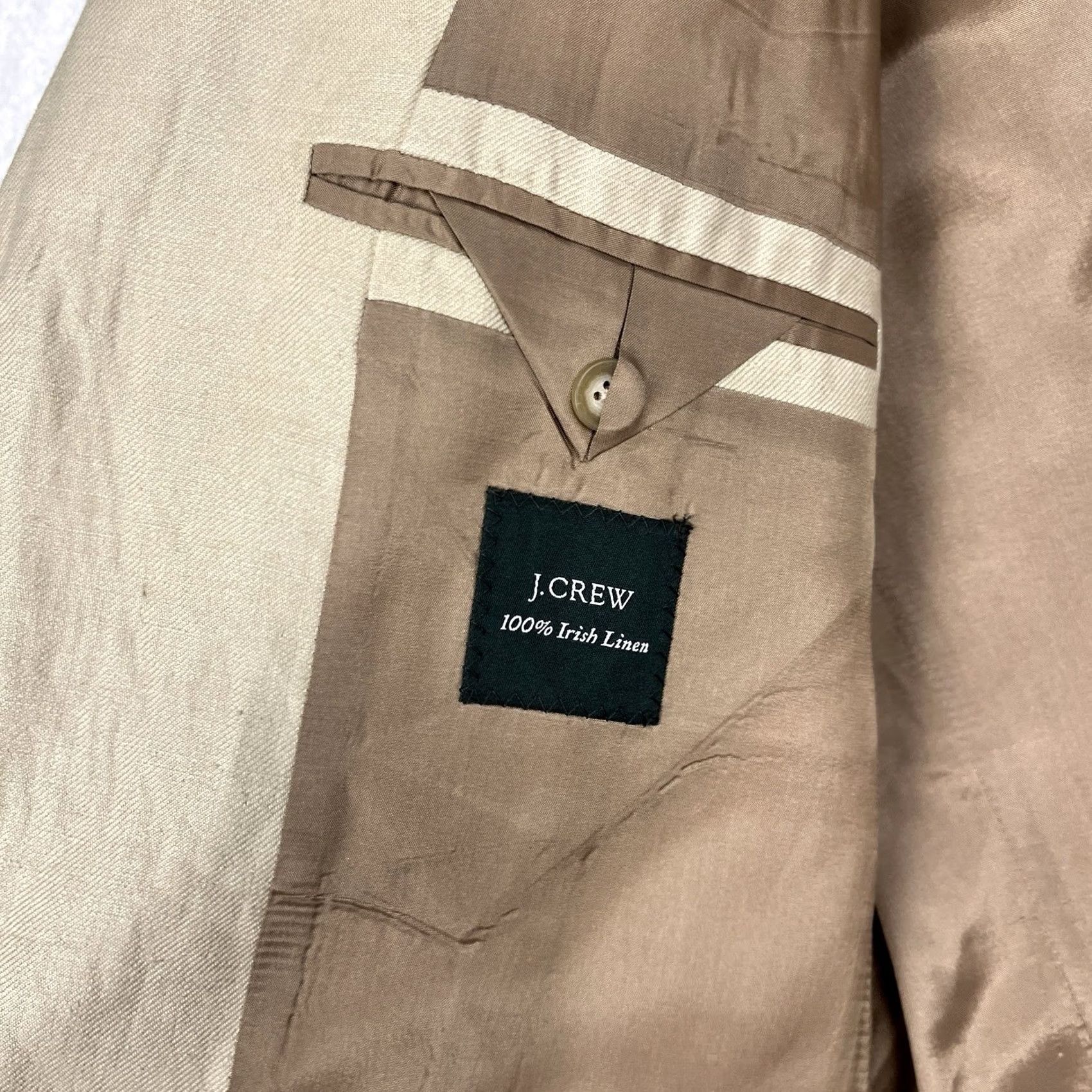 J.Crew J. Crew Suit 2 Piece Beige Tan Irish Linen 42R 36x30 Mens Size 42R - 5 Thumbnail