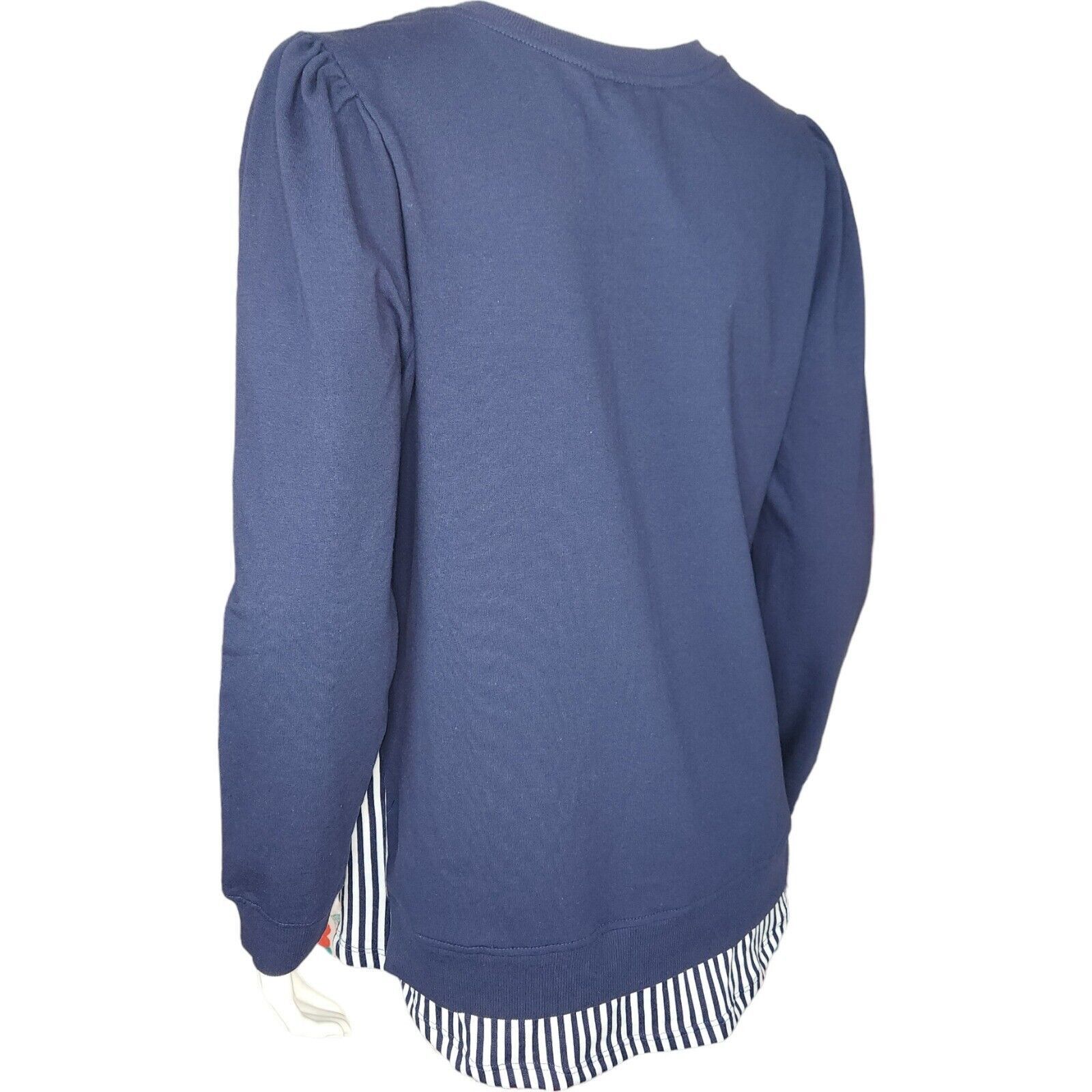Denim & Co. Denim & Co. French Terry Tunic Striped Hem Navy Womens XS Size XS / US 0-2 / IT 36-38 - 8 Thumbnail